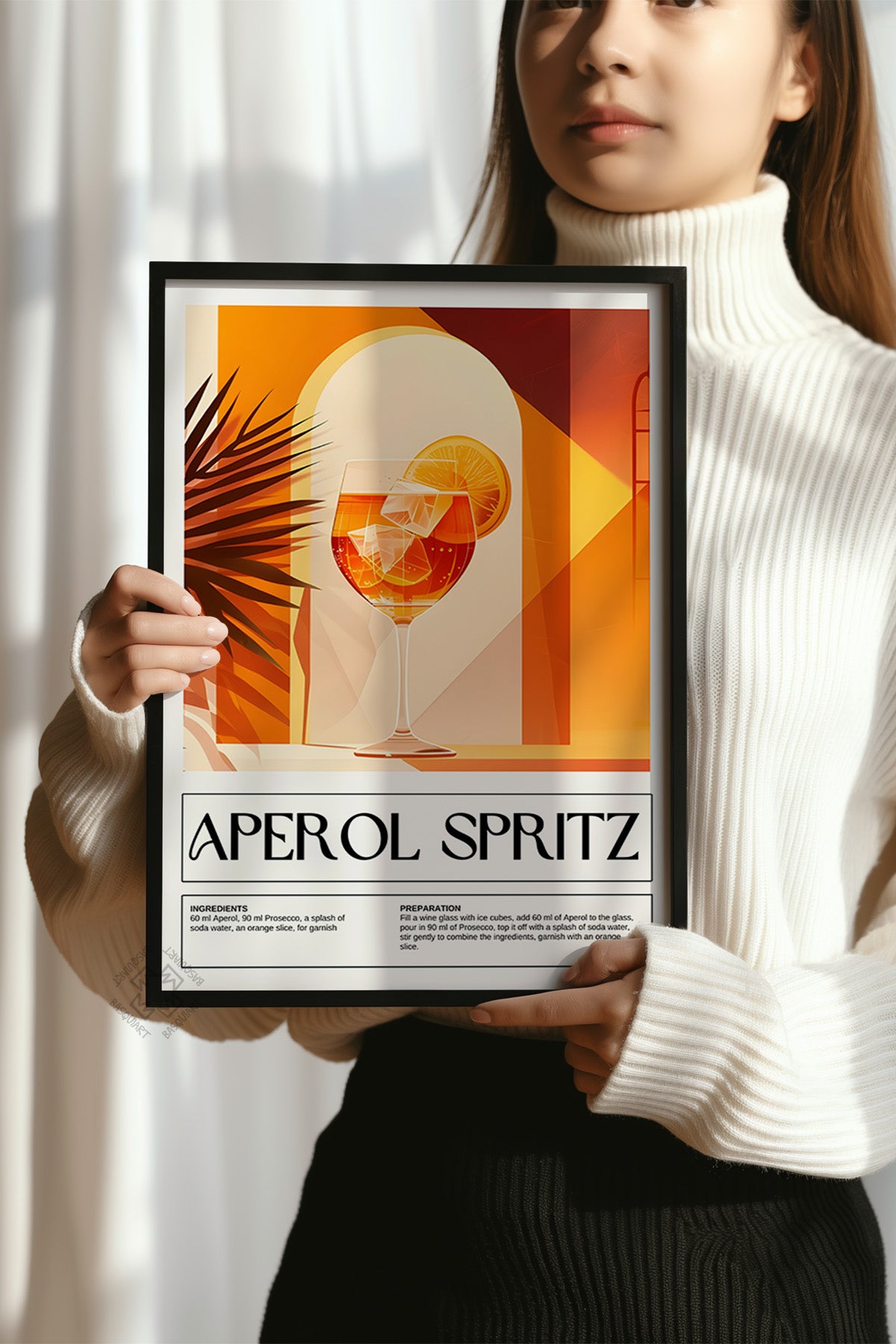 Kokteyl Serisi Siyah Çerçeveli Poster, Tablo, Cafe, Restoran, Mutfak Duvar Dekoru No:6