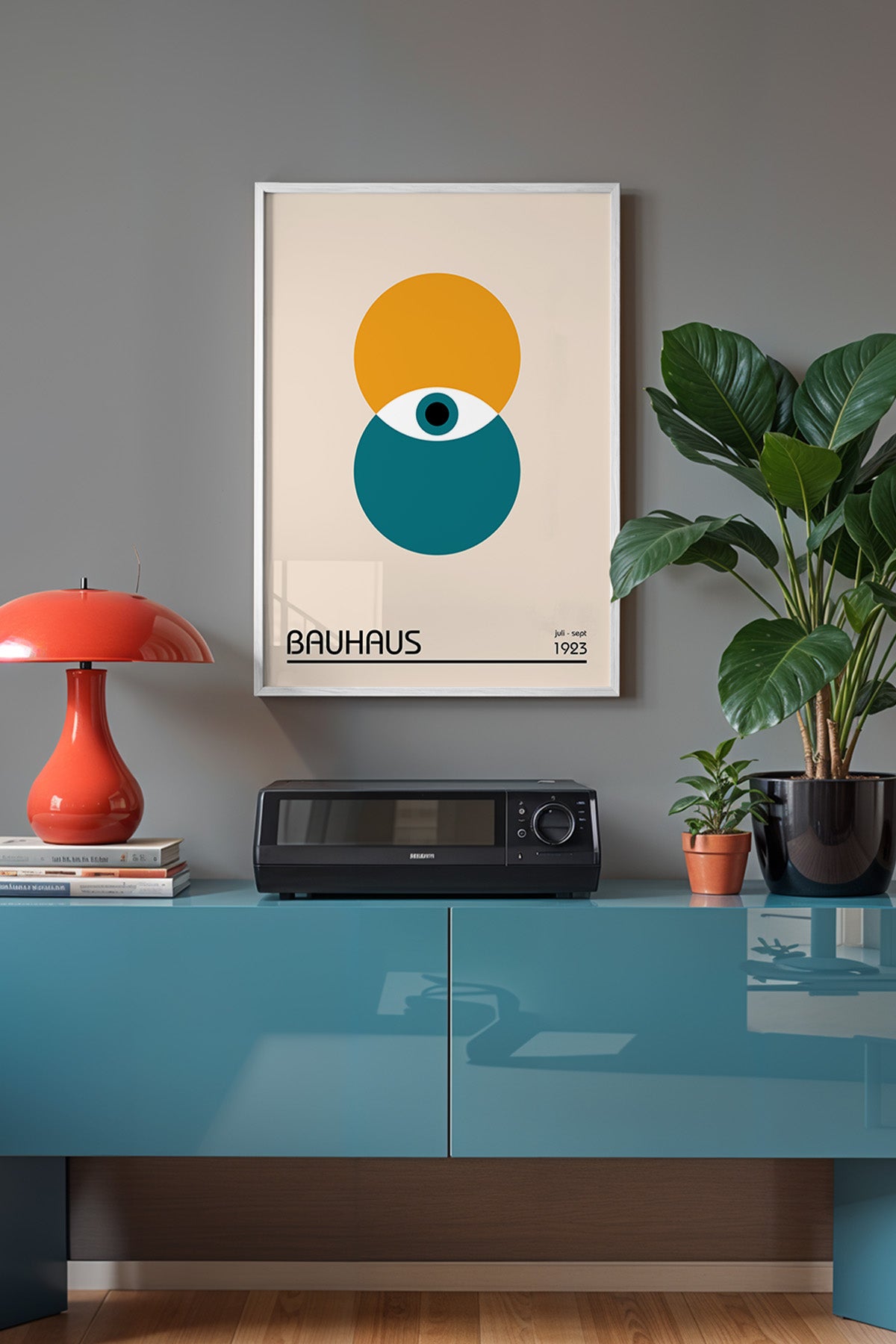 Bauhaus Serisi Beyaz Çerçeveli Poster, Tablo No:21