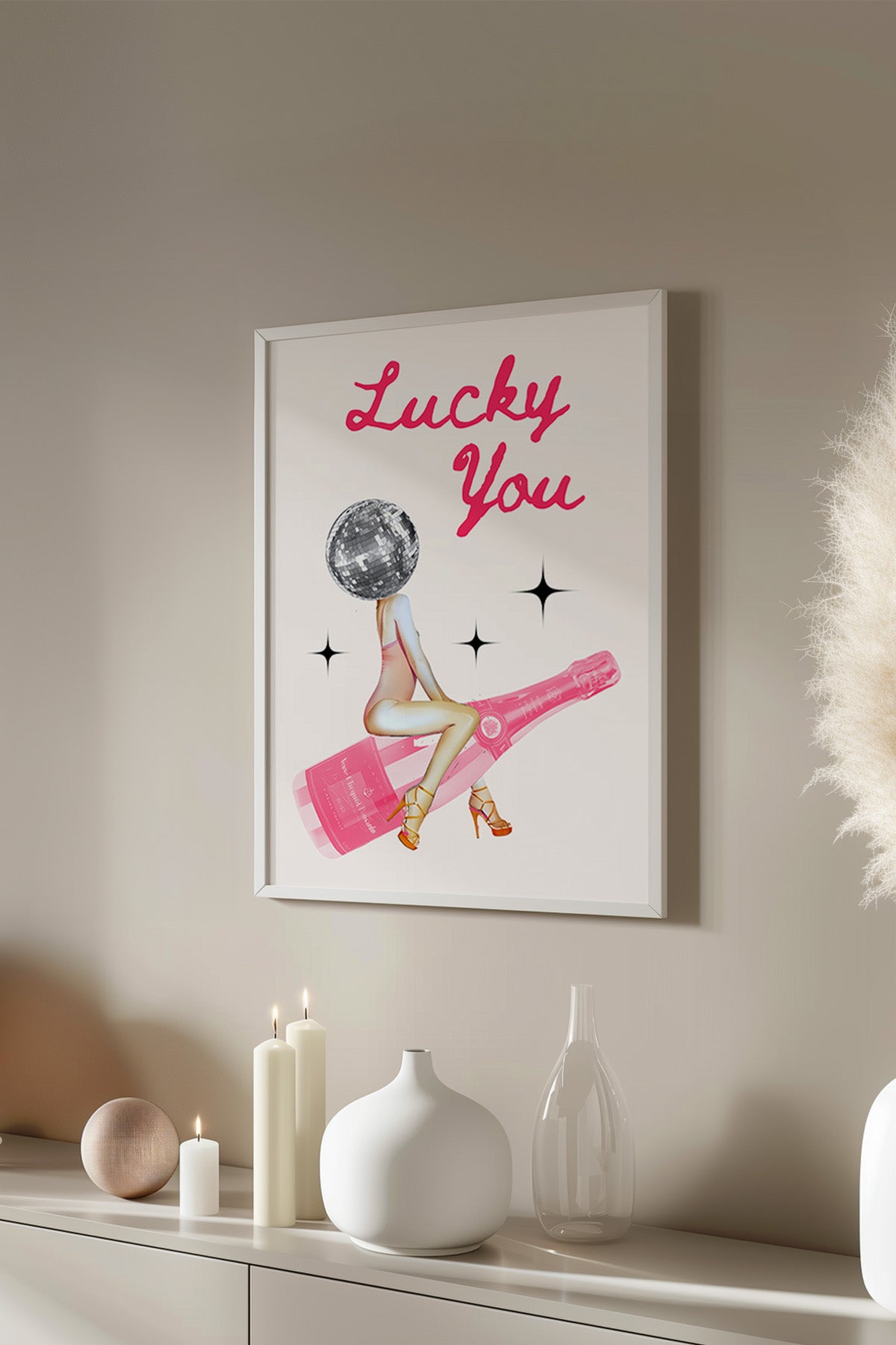 Lucky You Serisi Beyaz Çerçeveli Poster, Tablo Duvar Dekoru No:90