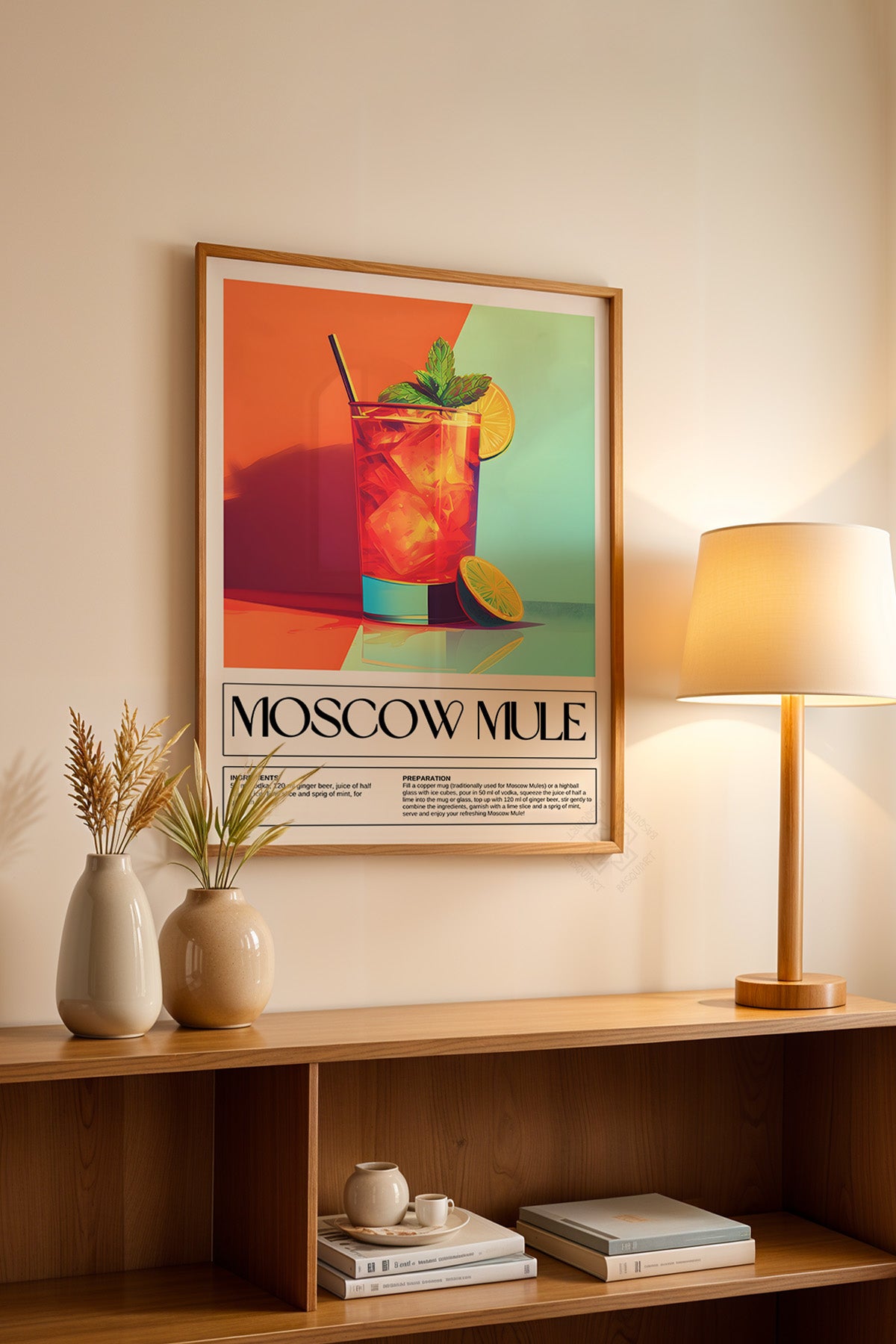 Kokteyl Serisi Ahşap Çerçeveli Poster, Tablo, Cafe, Restoran, Mutfak Duvar Dekoru No:11