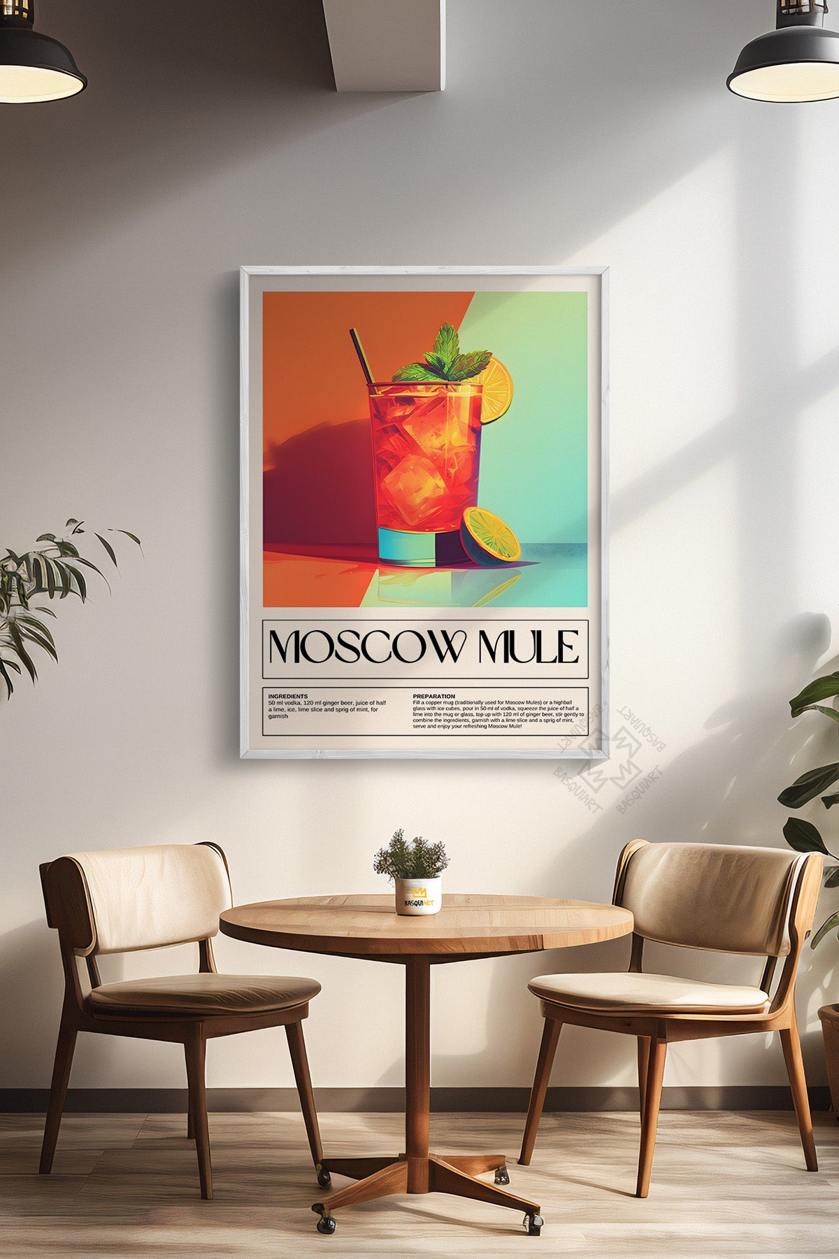 Kokteyl Serisi Beyaz Çerçeveli Poster, Tablo, Cafe, Restoran, Mutfak Duvar Dekoru No:11