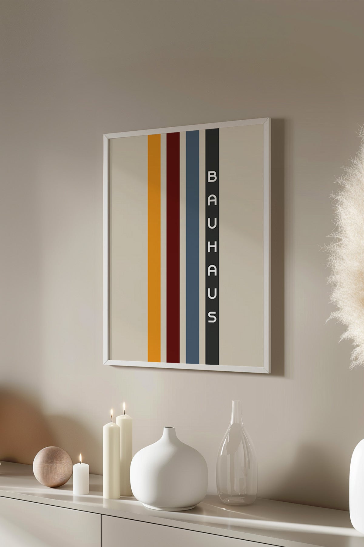 Bauhaus Serisi Beyaz Çerçeveli Poster, Tablo No:95