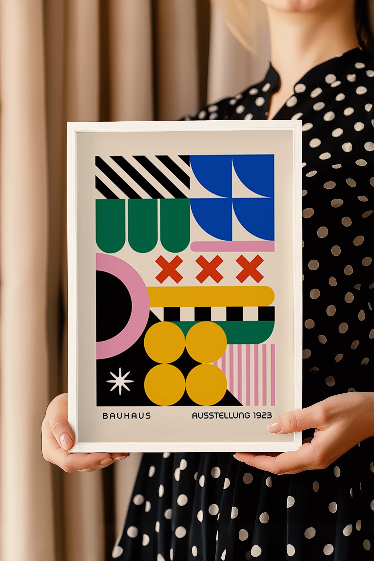 Bauhaus Serisi Beyaz Çerçeveli Poster, Tablo No:96