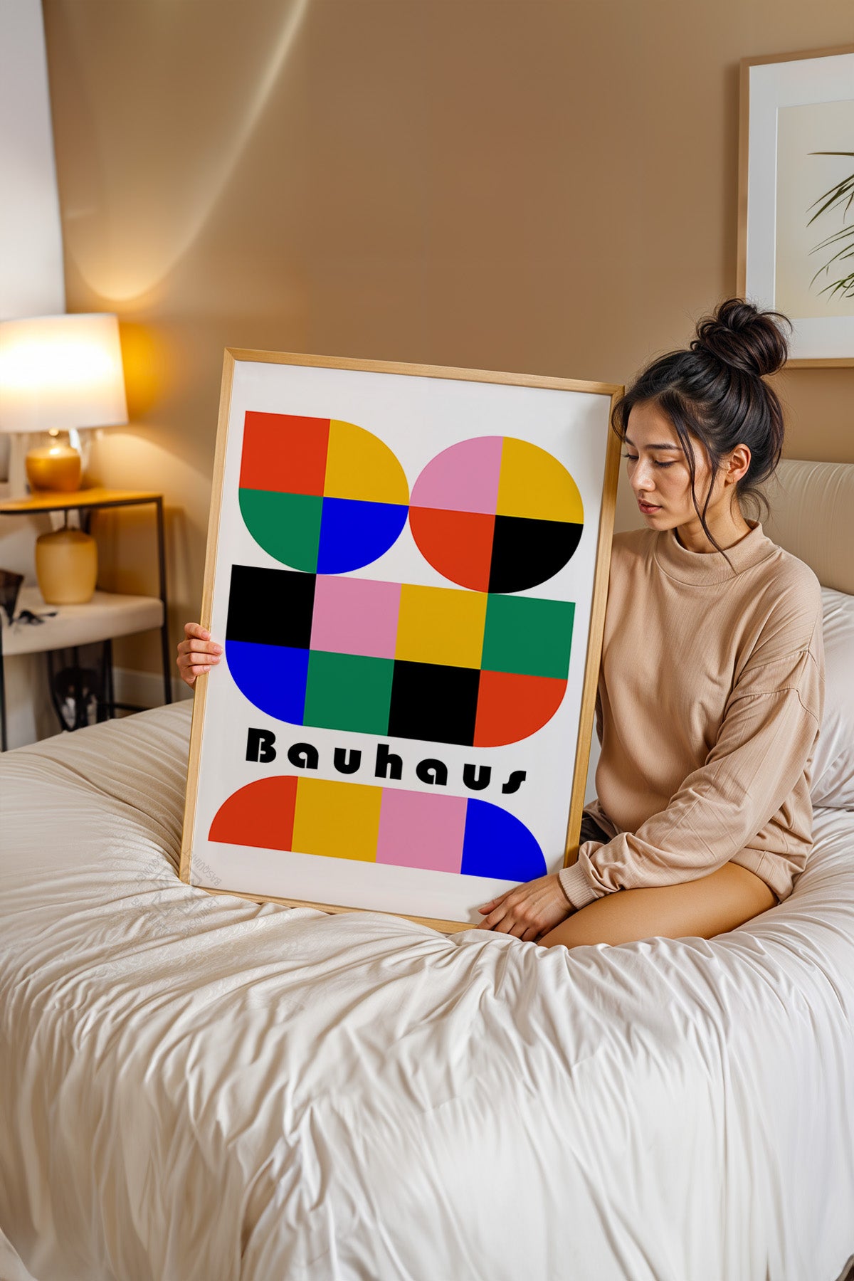 Bauhaus Serisi Ahşap Çerçeveli Poster, Tablo No:13