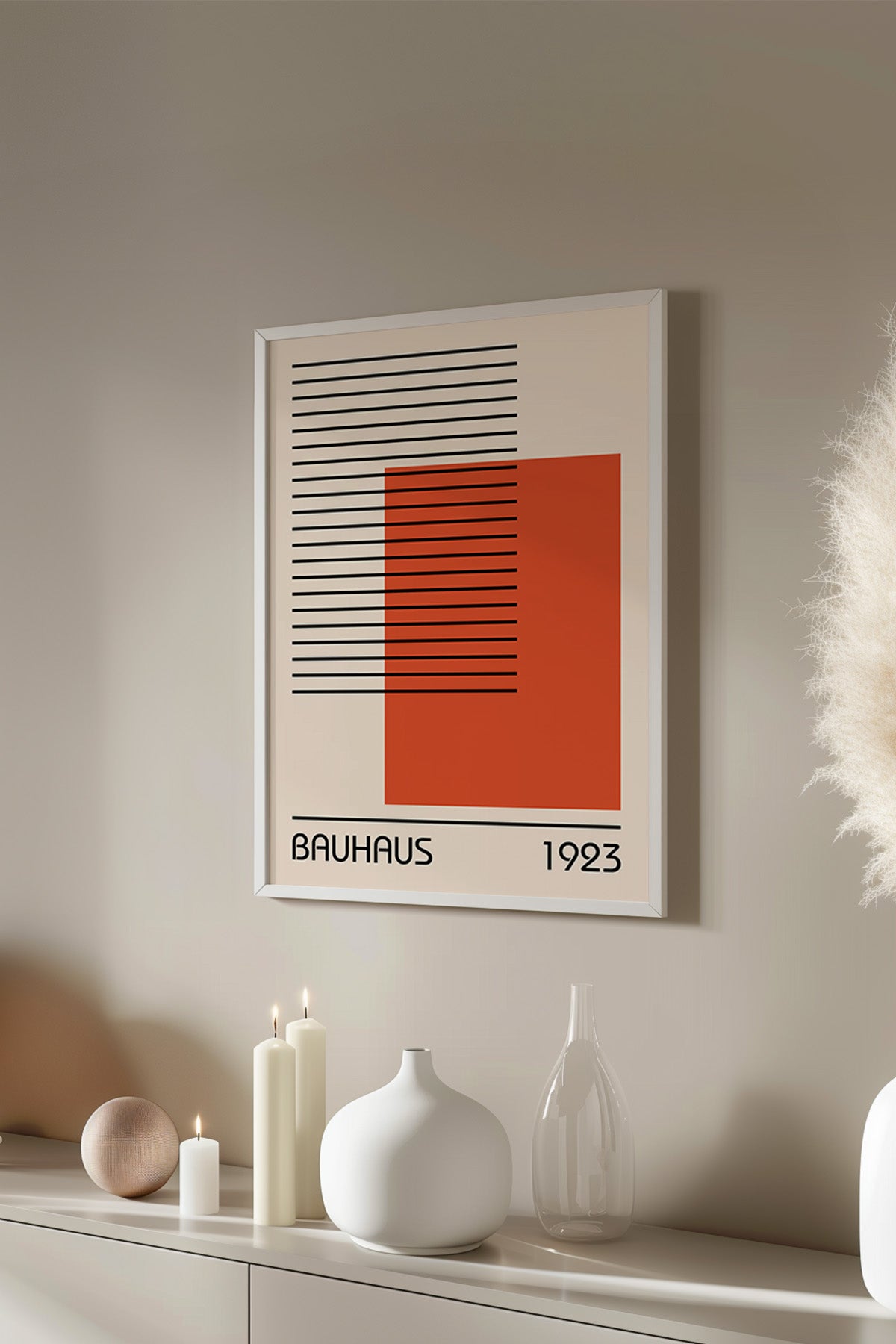 Bauhaus Serisi Beyaz Çerçeveli Poster, Tablo No:30