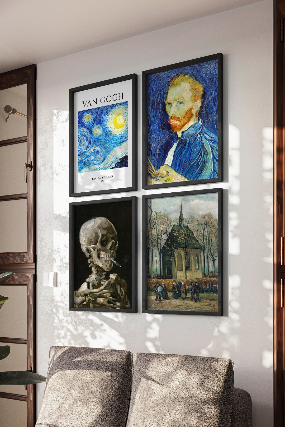 Van Gogh Sanatsal 4'lü Siyah Çerçeveli Poster, Tablo Seti No:49