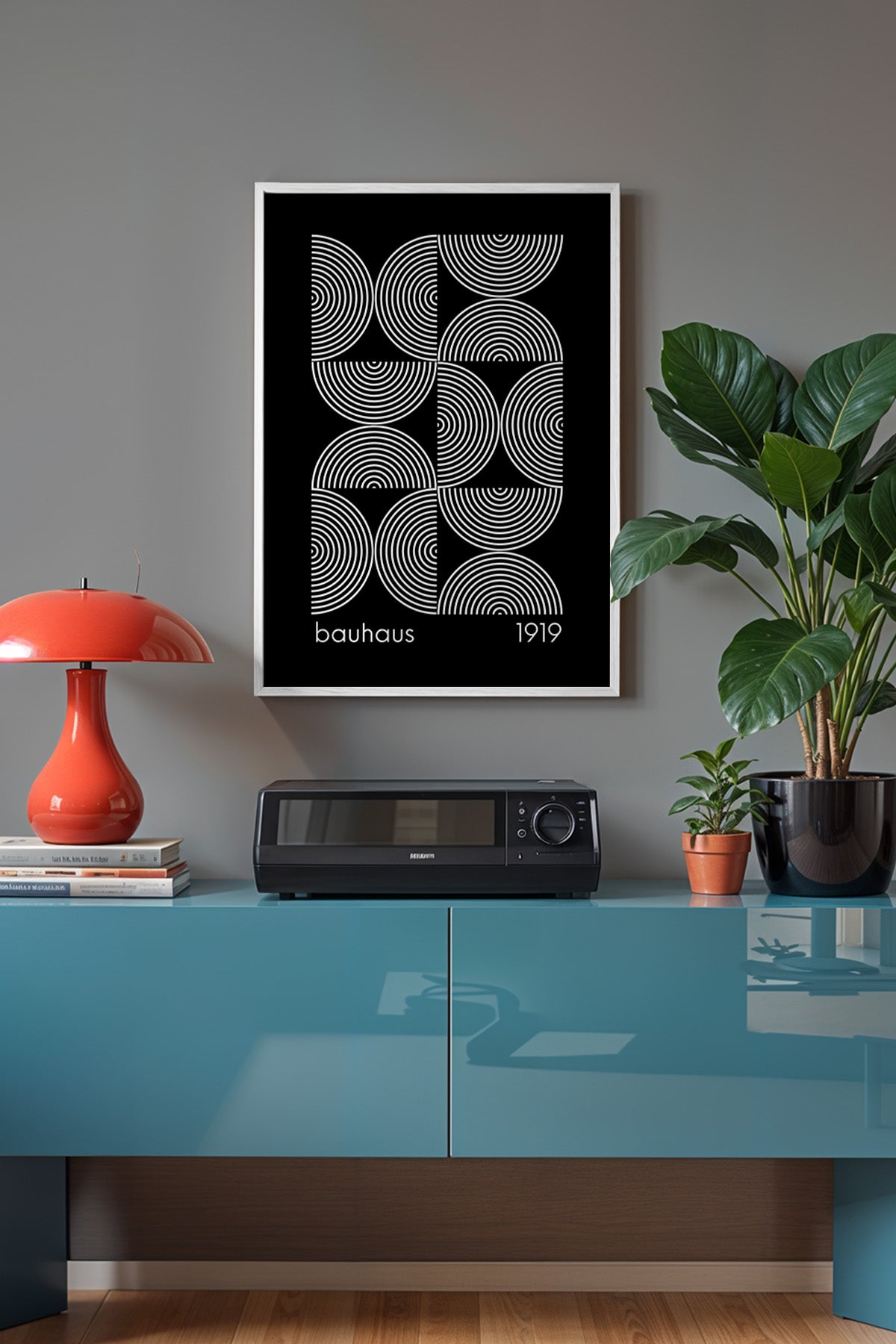 Bauhaus Serisi Beyaz Çerçeveli Poster, Tablo No:41