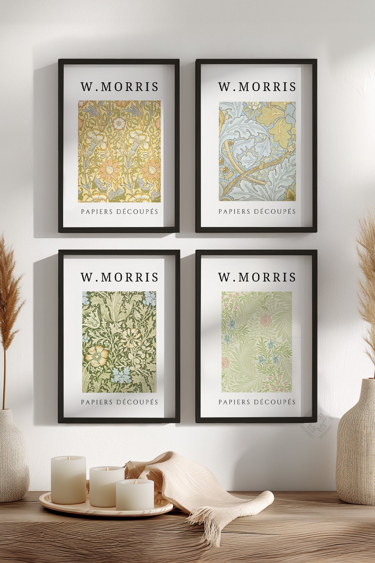 William Morris 4'lü Siyah Çerçeveli Poster, Tablo Seti No:41