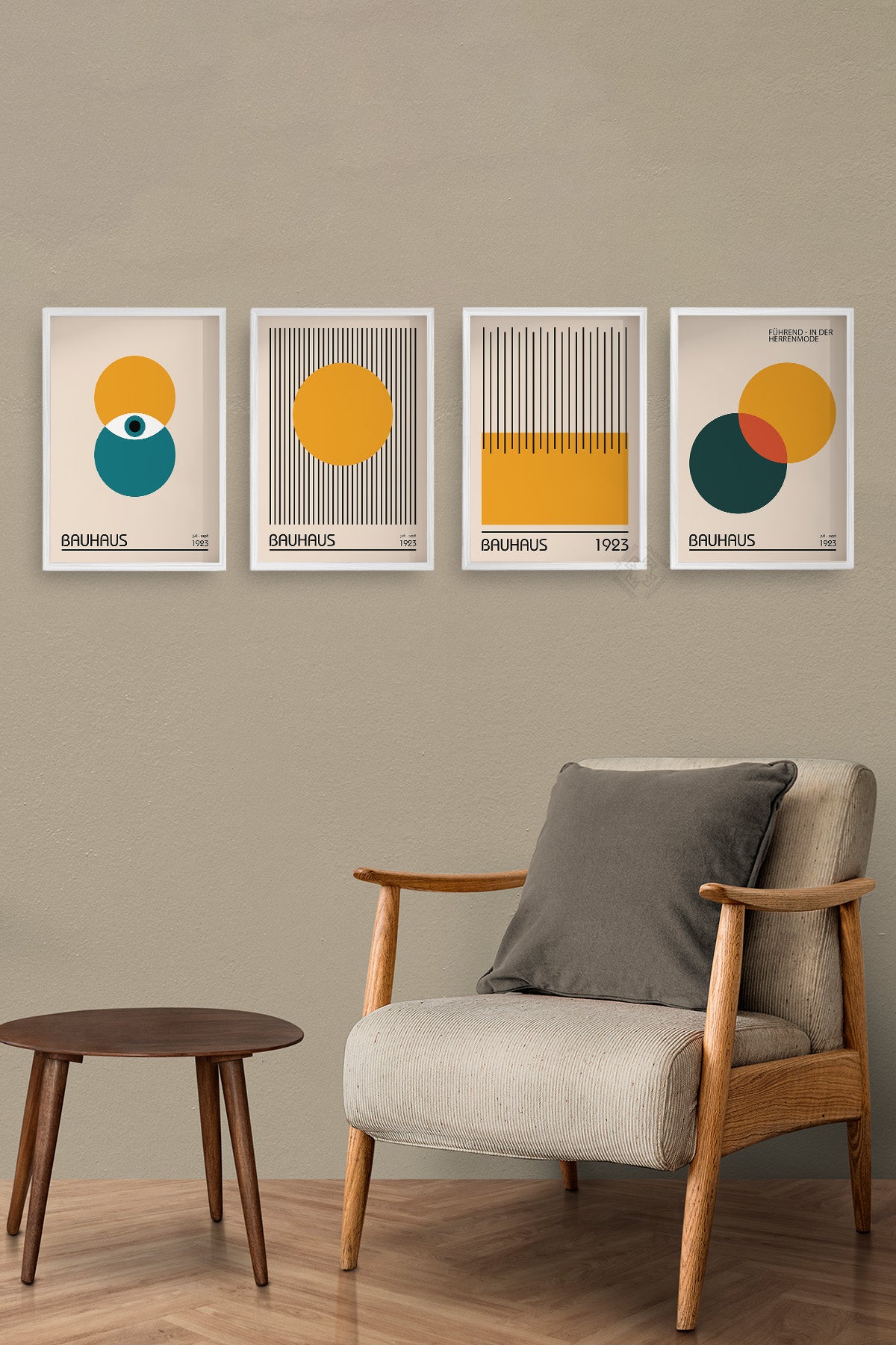 Bauhaus 4'lü Beyaz Çerçeveli Poster, Tablo Seti No:23