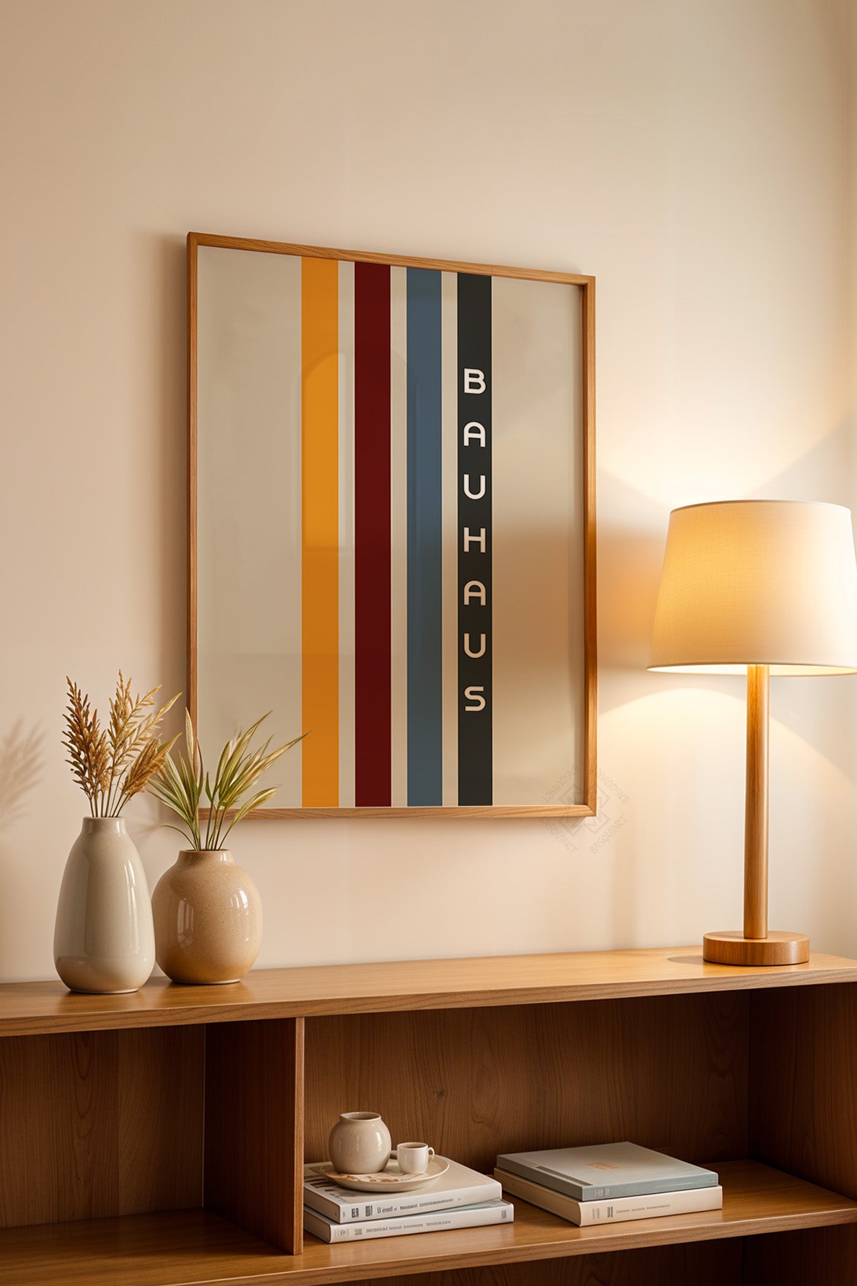 Bauhaus Serisi Ahşap Çerçeveli Poster, Tablo No:95