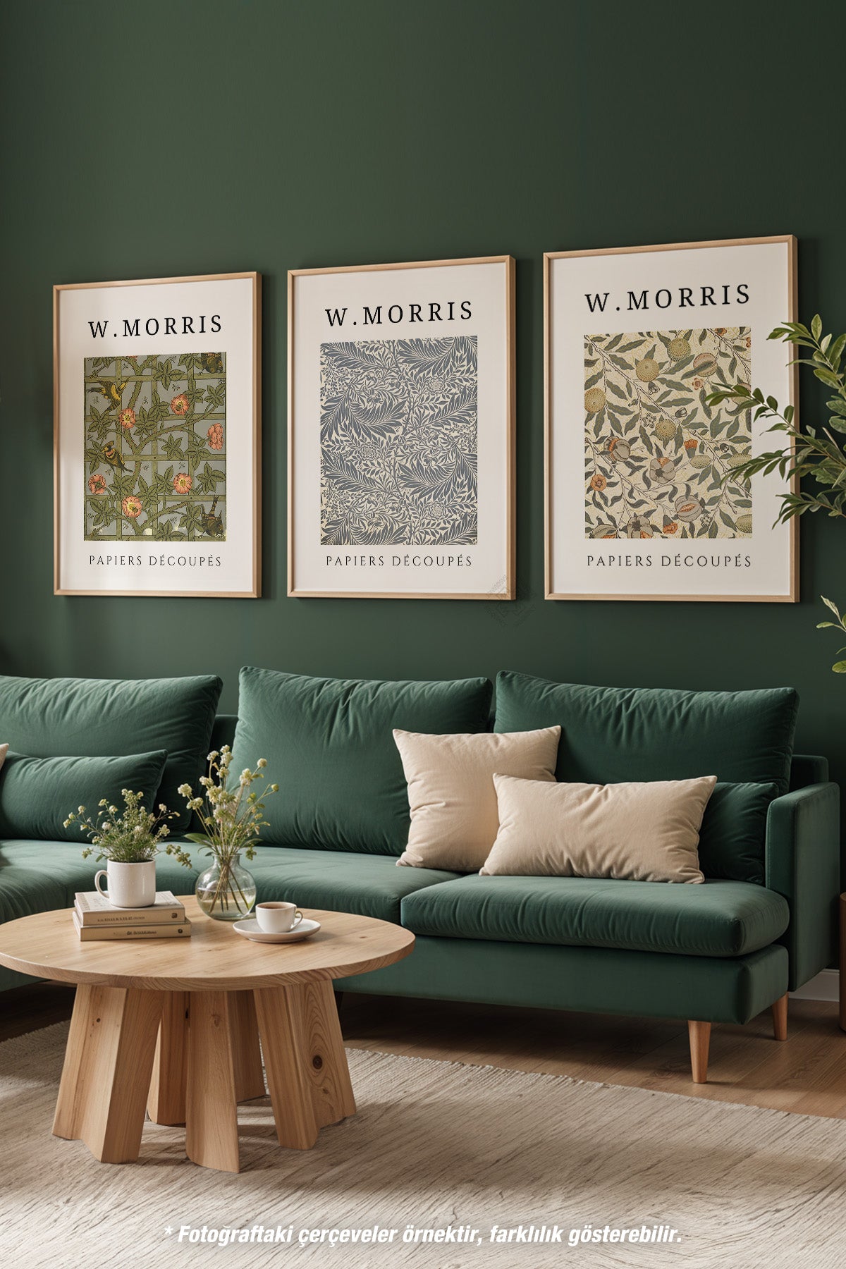 Morris 3'lü Ahşap Çerçeveli Poster, Tablo Seti No:5