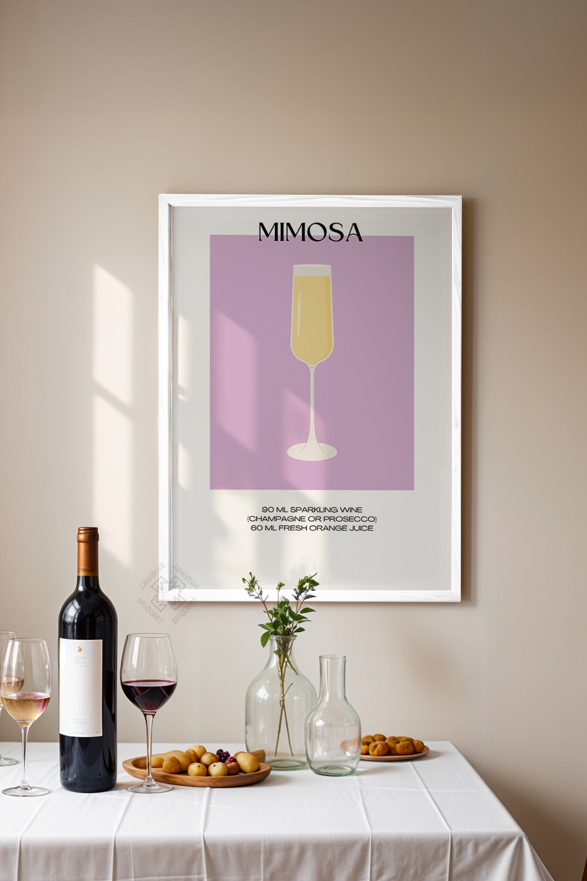 Kokteyl Serisi Beyaz Çerçeveli Poster, Tablo, Cafe, Restoran, Mutfak Duvar Dekoru No:25
