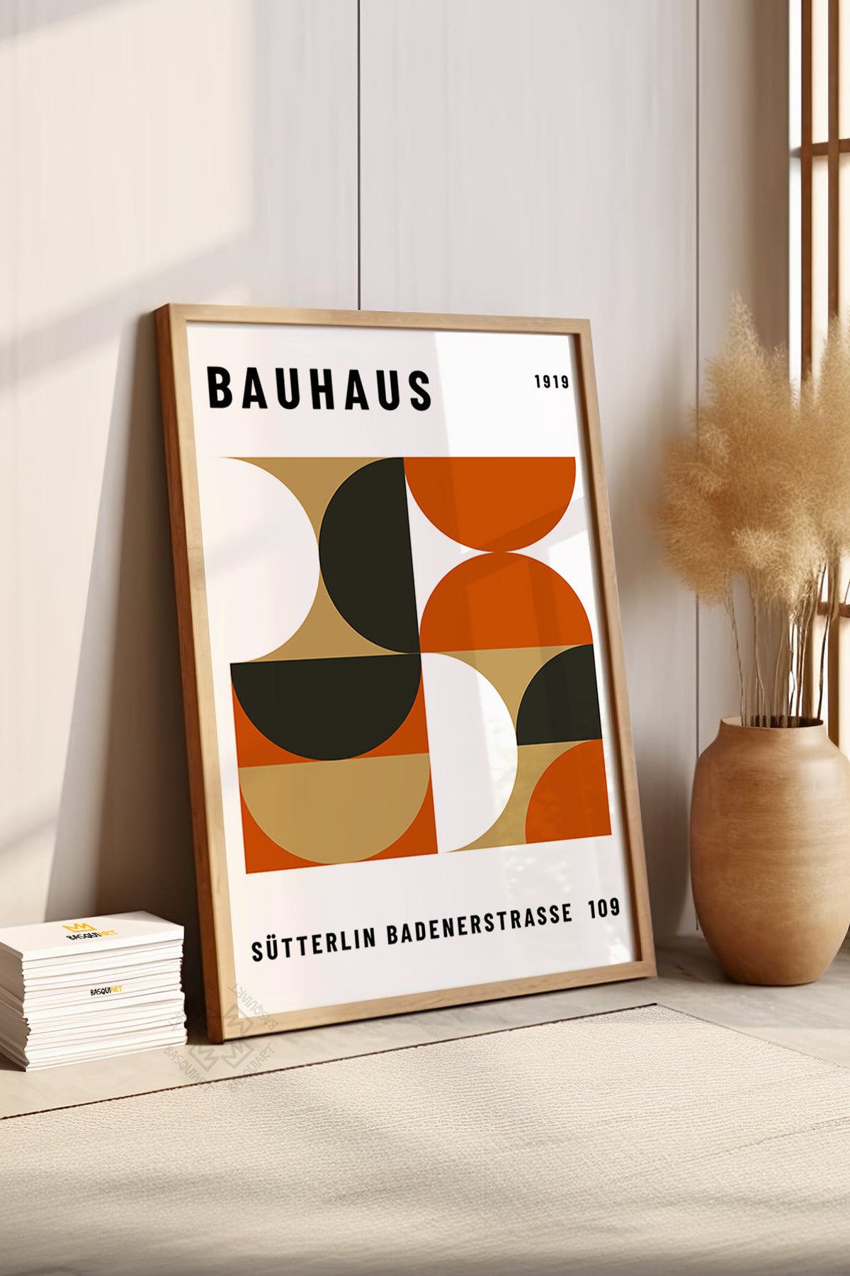Bauhaus Serisi Ahşap Çerçeveli Poster, Tablo No:90