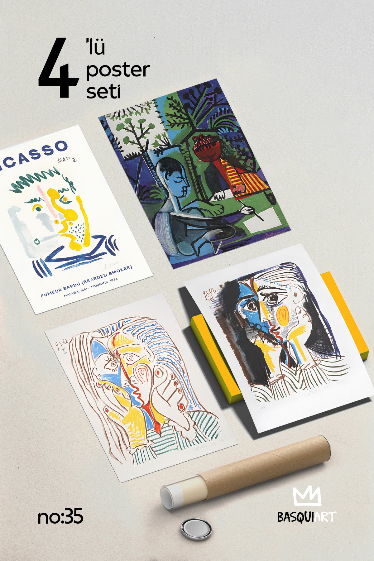 Picasso Sanatsal 4'lü Poster Seti, Duvar Dekoru No:35