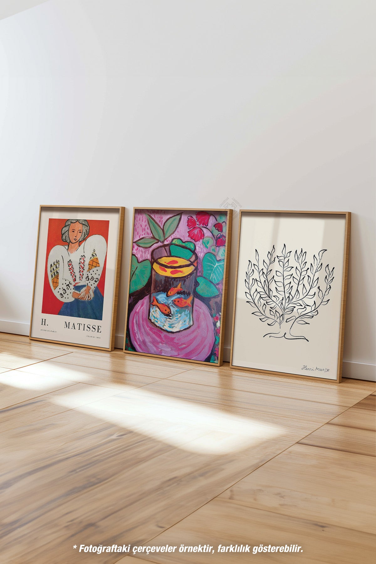 Henri Matisse Sanatsal 3'lü Ahşap Çerçeveli Poster, Tablo Seti No:20
