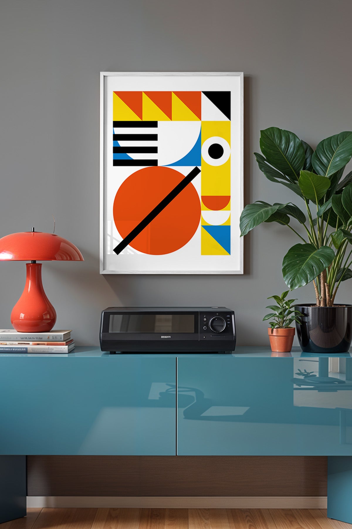 Bauhaus Serisi Beyaz Çerçeveli Poster, Tablo No:6