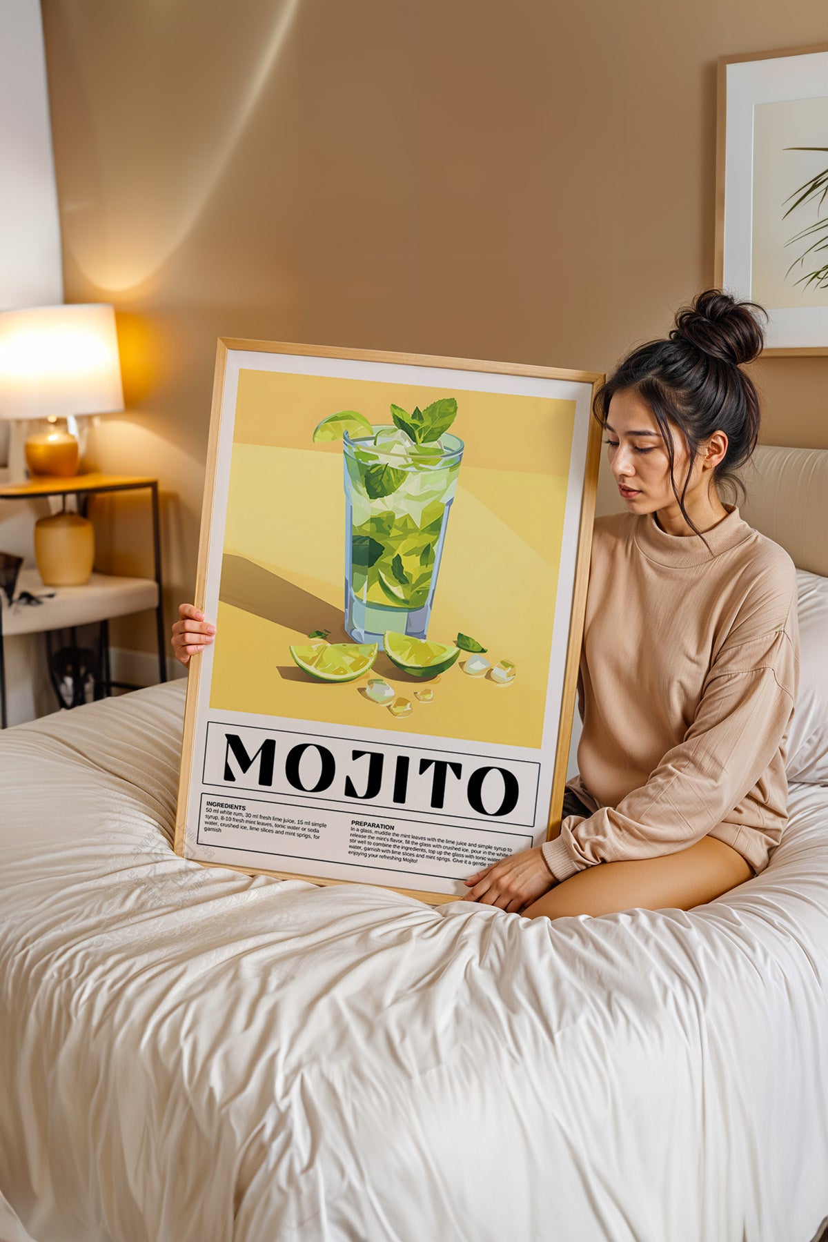 Kokteyl Serisi Ahşap Çerçeveli Poster, Tablo, Cafe, Restoran, Mutfak Duvar Dekoru No:4