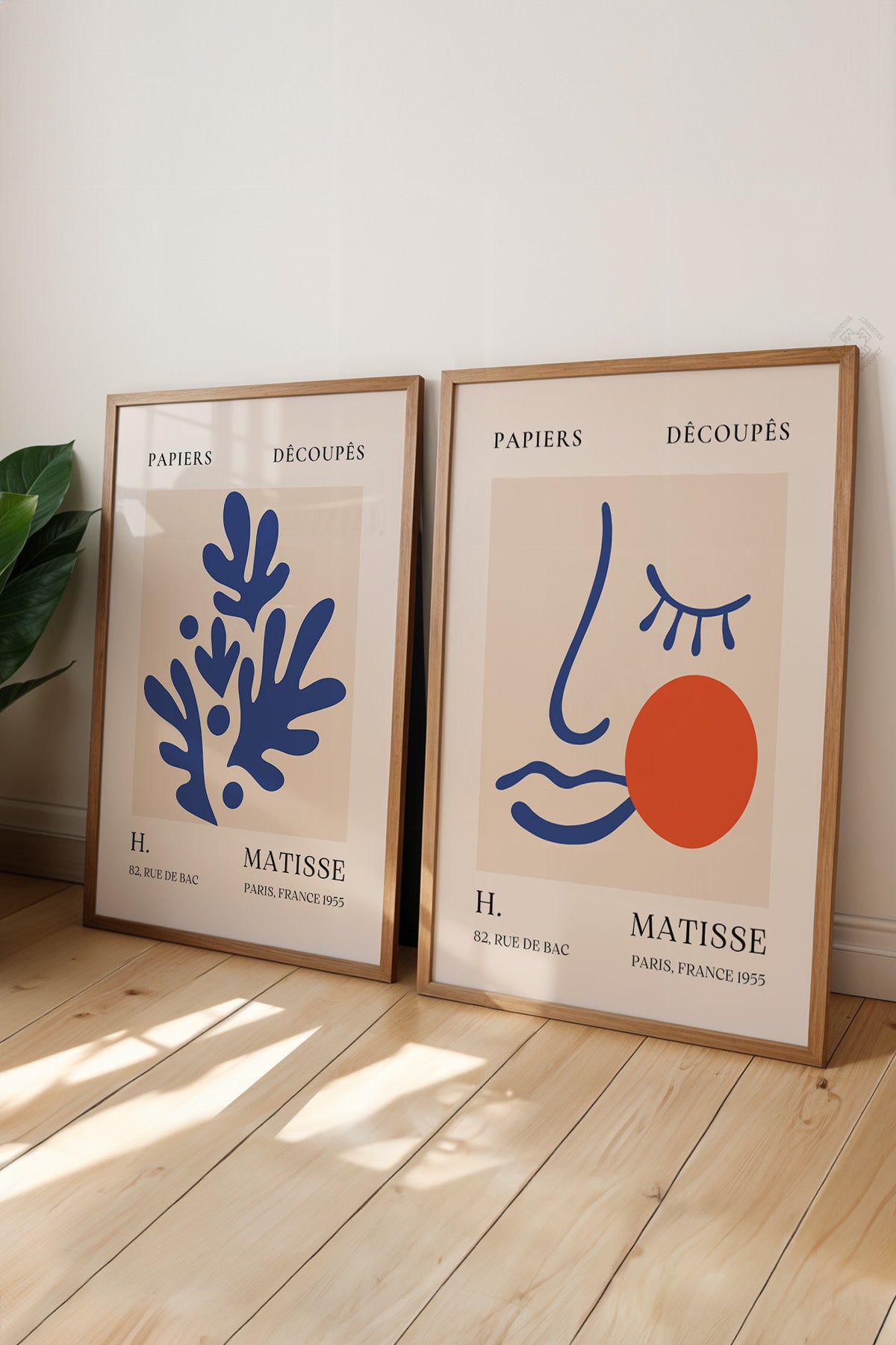 Mavi Matisse 2'li Ahşap Çerçeveli Poster, Tablo Seti No:27