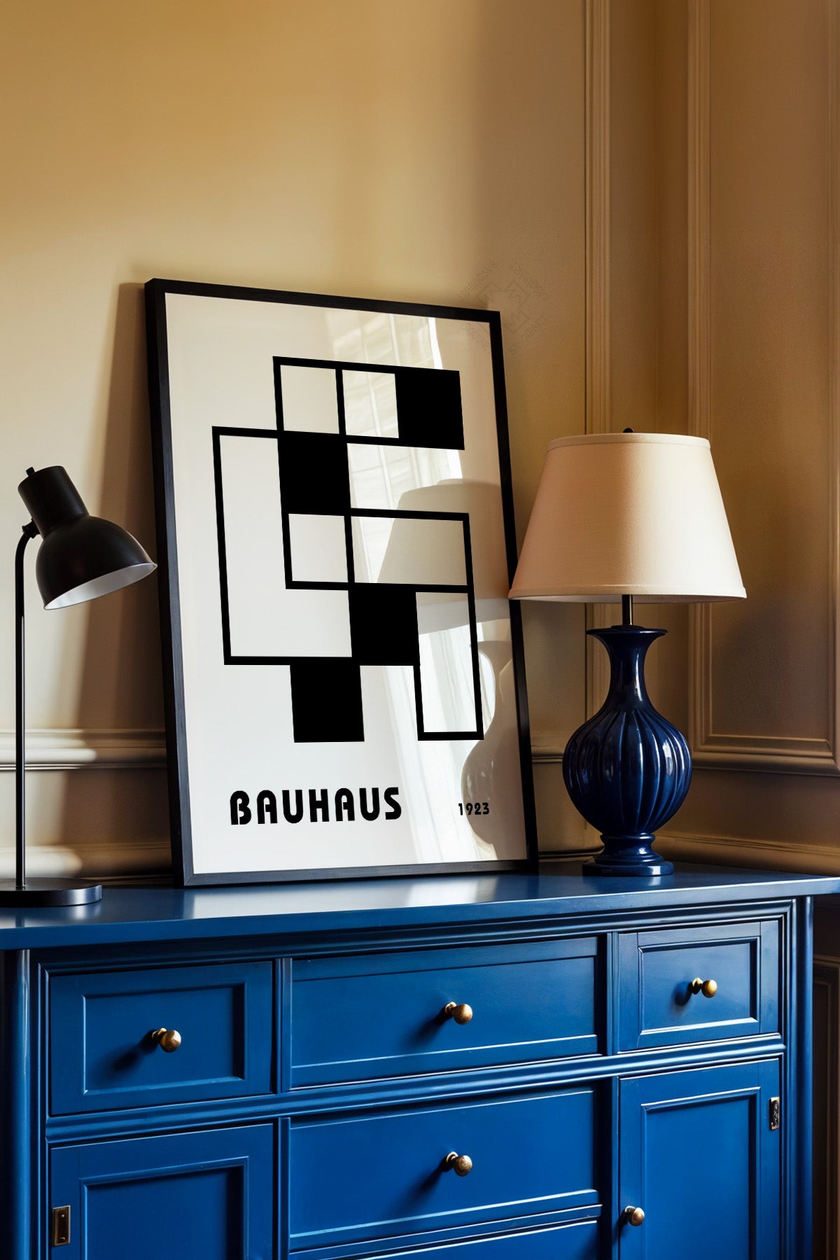 Bauhaus Serisi Siyah Çerçeveli Poster, Tablo No:51