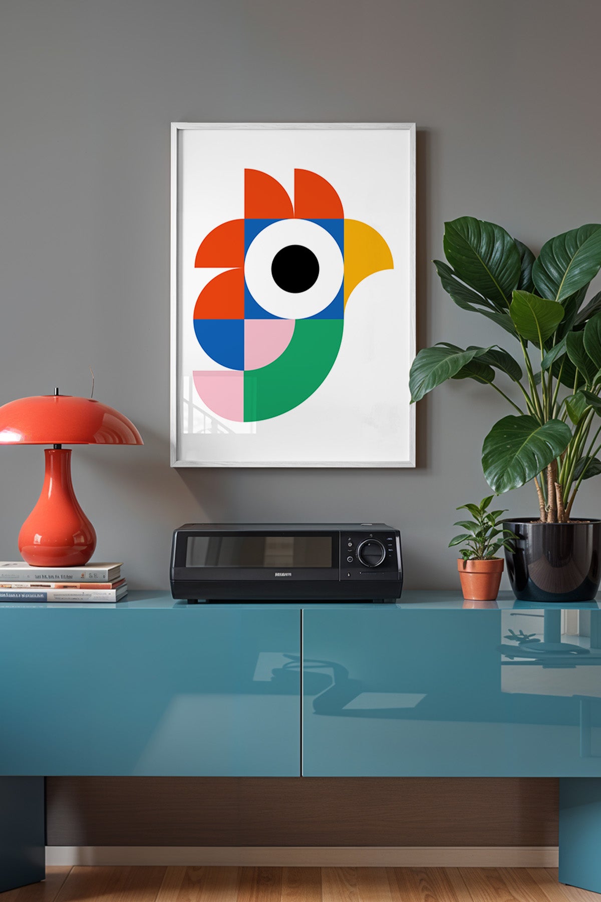 Bauhaus Serisi Beyaz Çerçeveli Poster, Tablo No:10