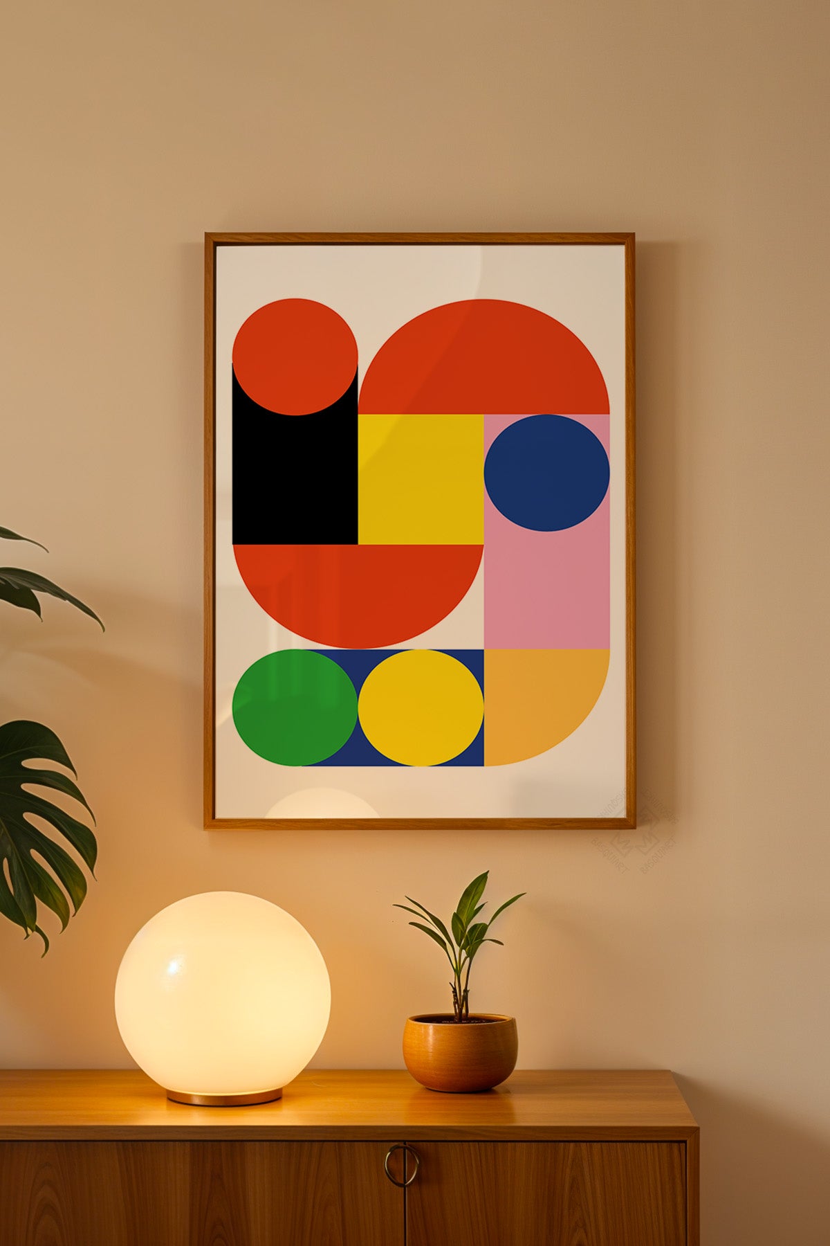 Bauhaus Serisi Ahşap Çerçeveli Poster, Tablo No:15