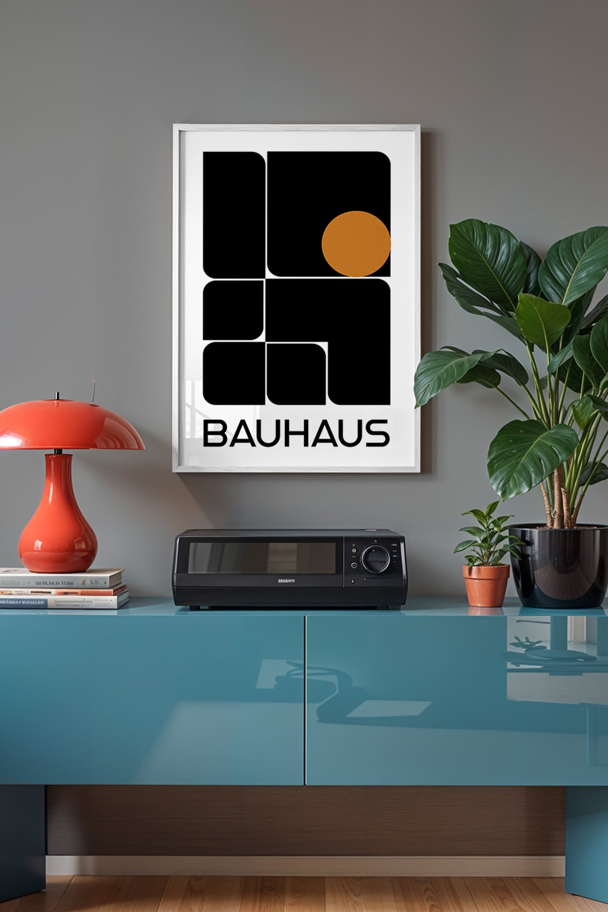 Bauhaus Serisi Beyaz Çerçeveli Poster, Tablo No:82
