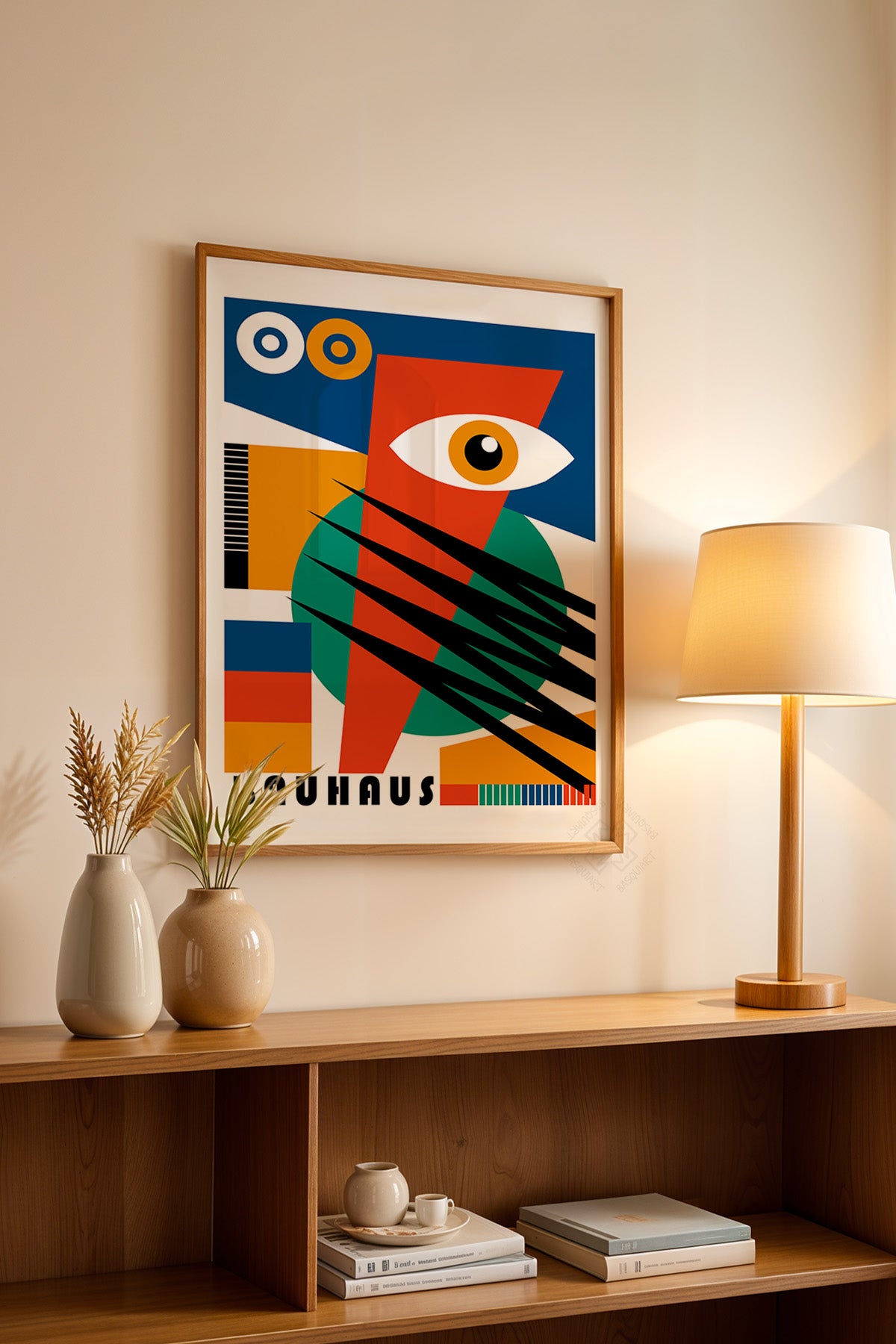 Bauhaus Serisi Ahşap Çerçeveli Poster, Tablo No:1