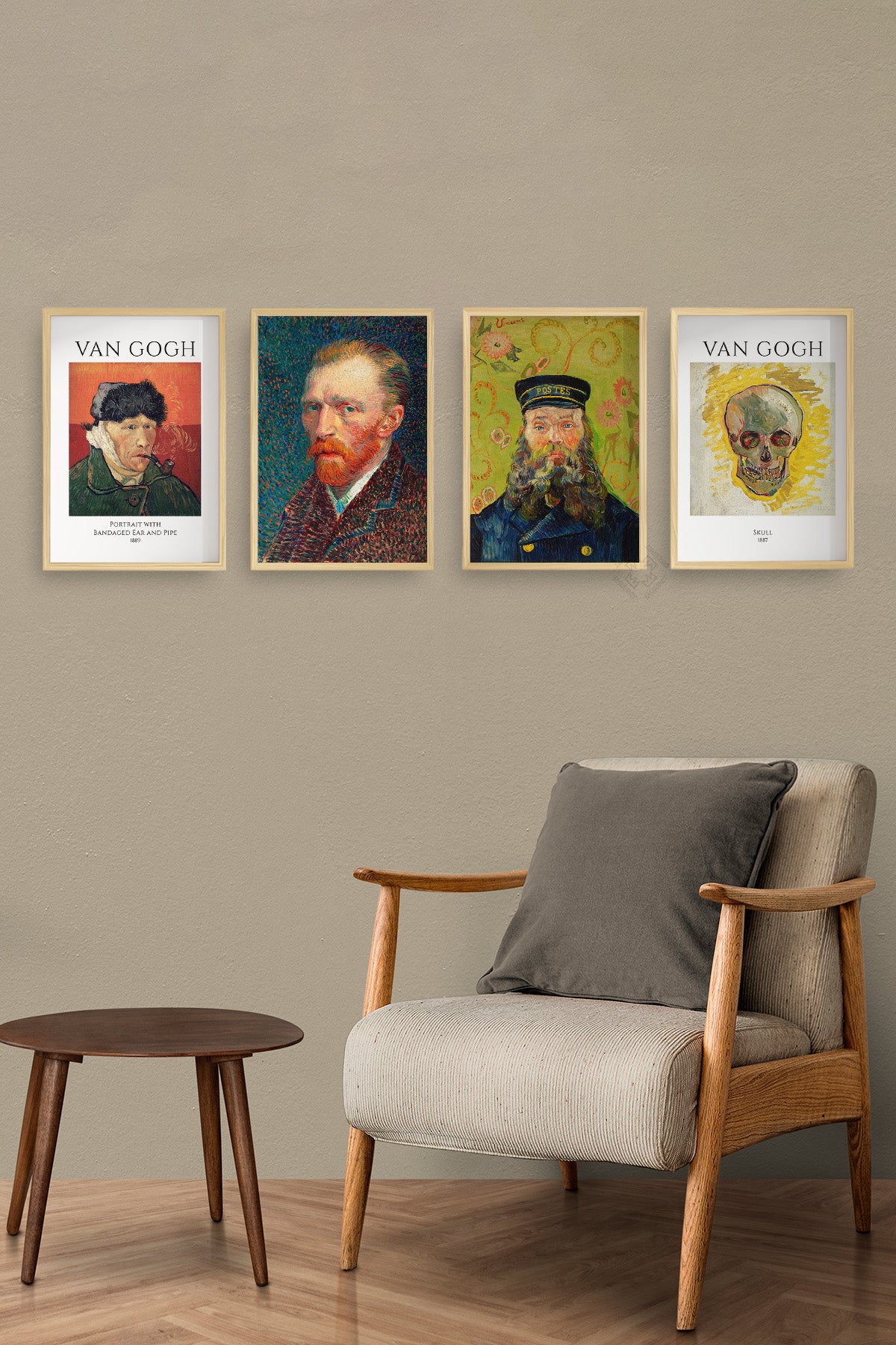 Van Gogh Sanatsal 4'lü Ahşap Çerçeveli Poster, Tablo Seti No:50