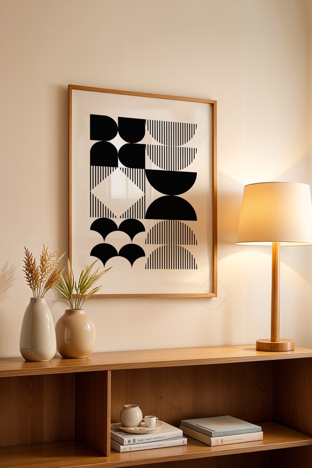 Bauhaus Serisi Ahşap Çerçeveli Poster, Tablo No:108
