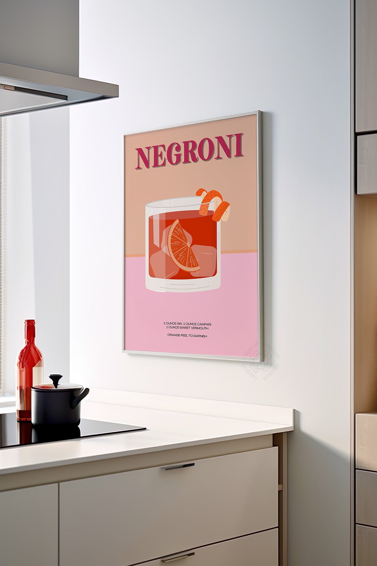 Kokteyl Serisi Beyaz Çerçeveli Poster, Tablo, Cafe, Restoran, Mutfak Duvar Dekoru No:55