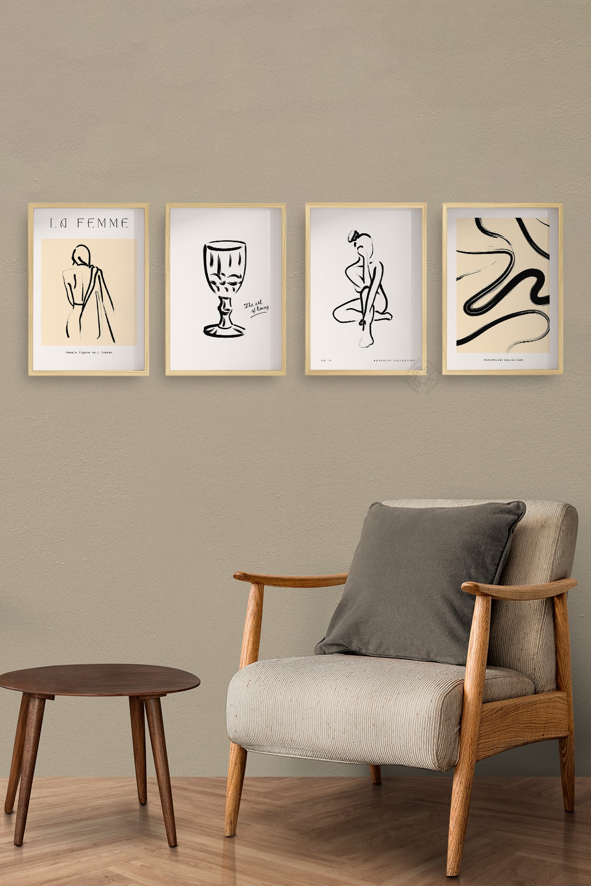 Bohemian 4'lü Ahşap Çerçeveli Poster, Tablo Seti No:20