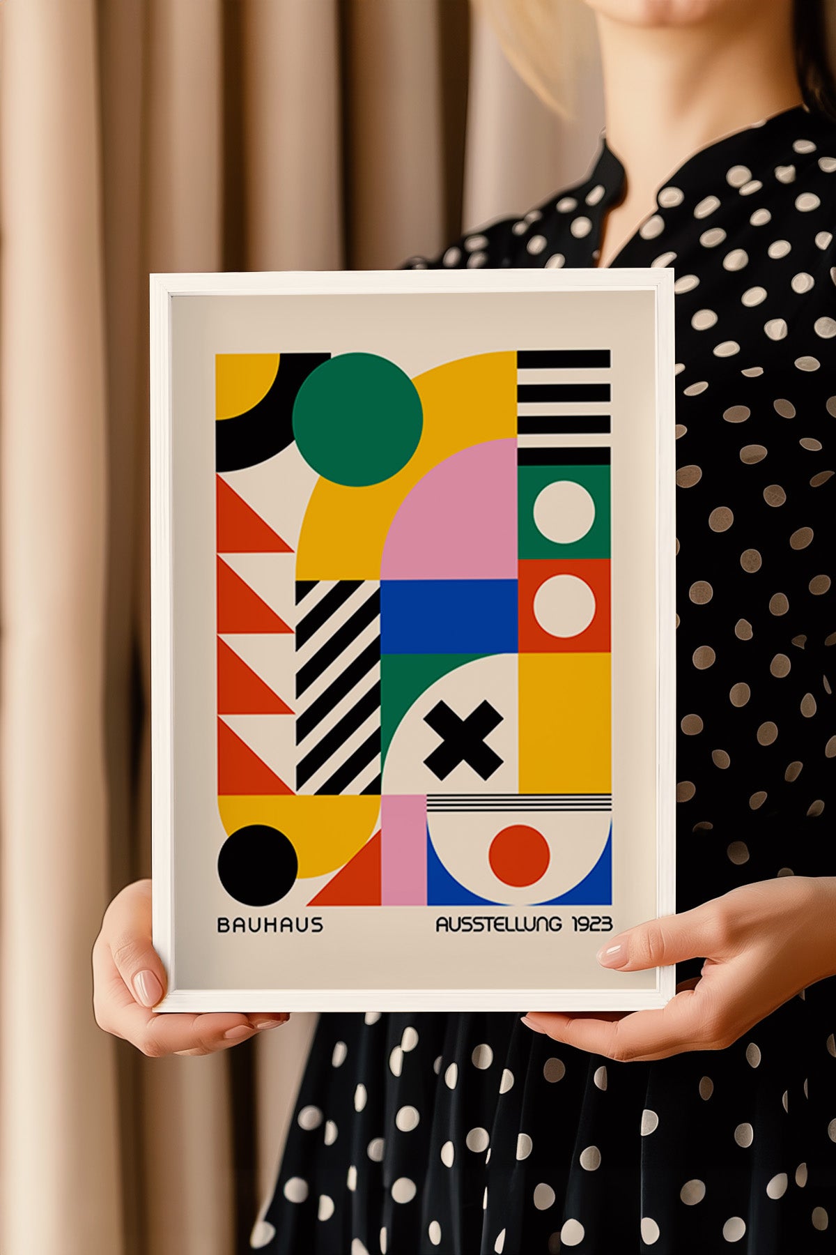 Bauhaus Serisi Beyaz Çerçeveli Poster, Tablo No:98