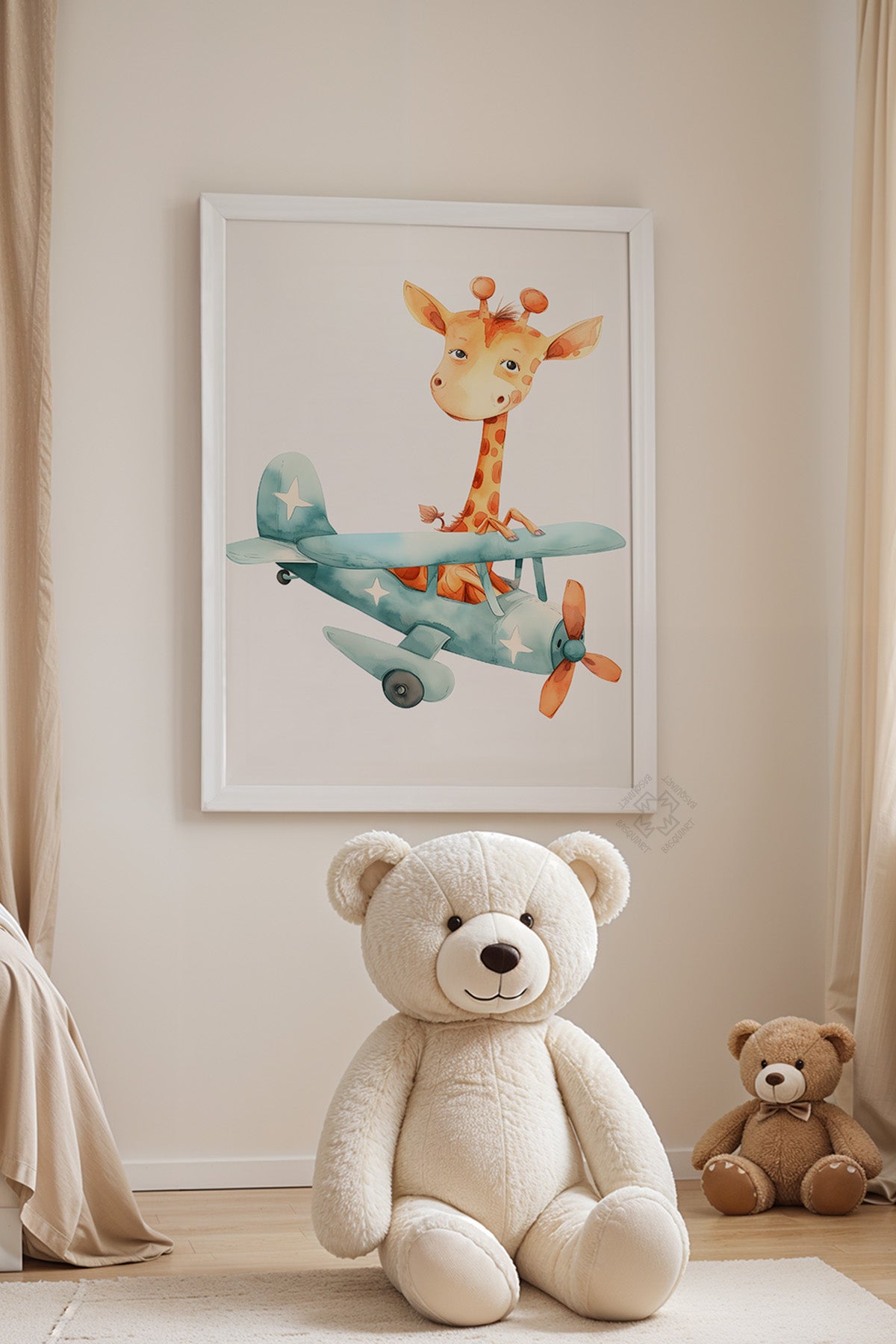 Çocuk Odası, Bebek Odası Beyaz Çerçeveli Poster, Tablo No:48