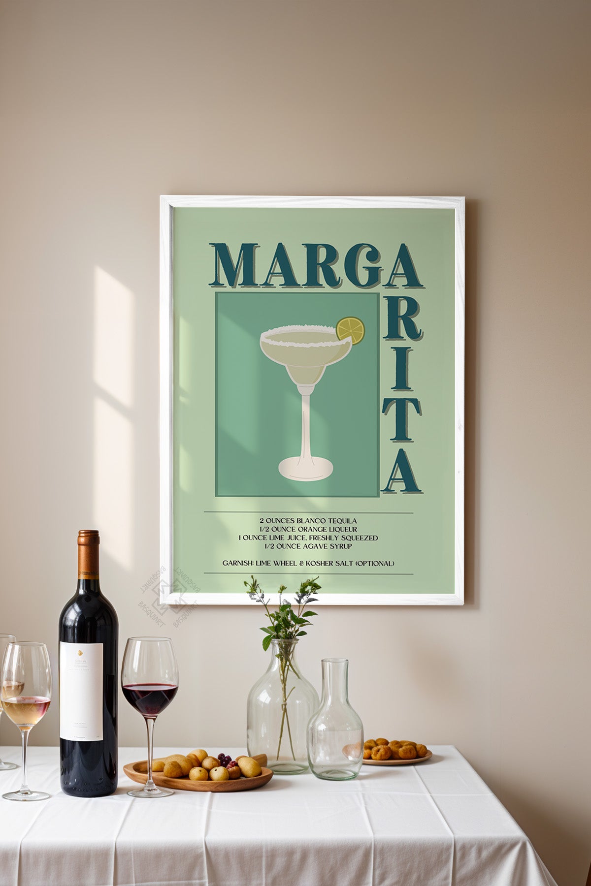 Kokteyl Serisi Beyaz Çerçeveli Poster, Tablo, Cafe, Restoran, Mutfak Duvar Dekoru No:54