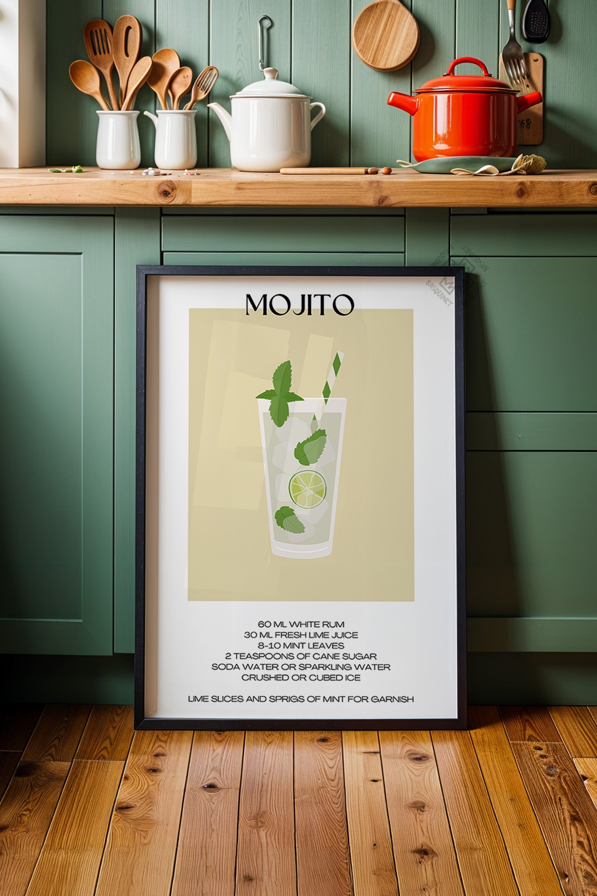 Kokteyl Serisi Siyah Çerçeveli Poster, Tablo, Cafe, Restoran, Mutfak Duvar Dekoru No:26