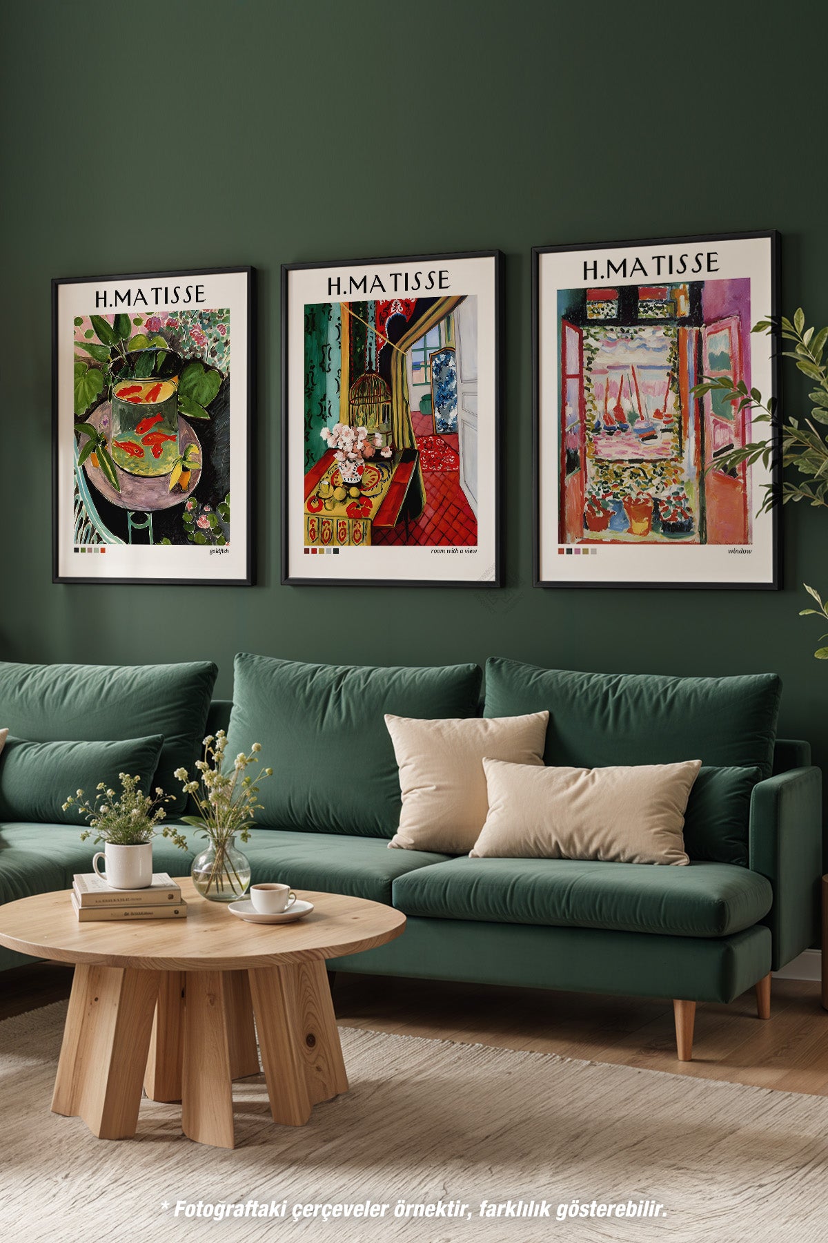 H Matisse 3'lü Siyah Çerçeveli Poster, Tablo Seti No:38