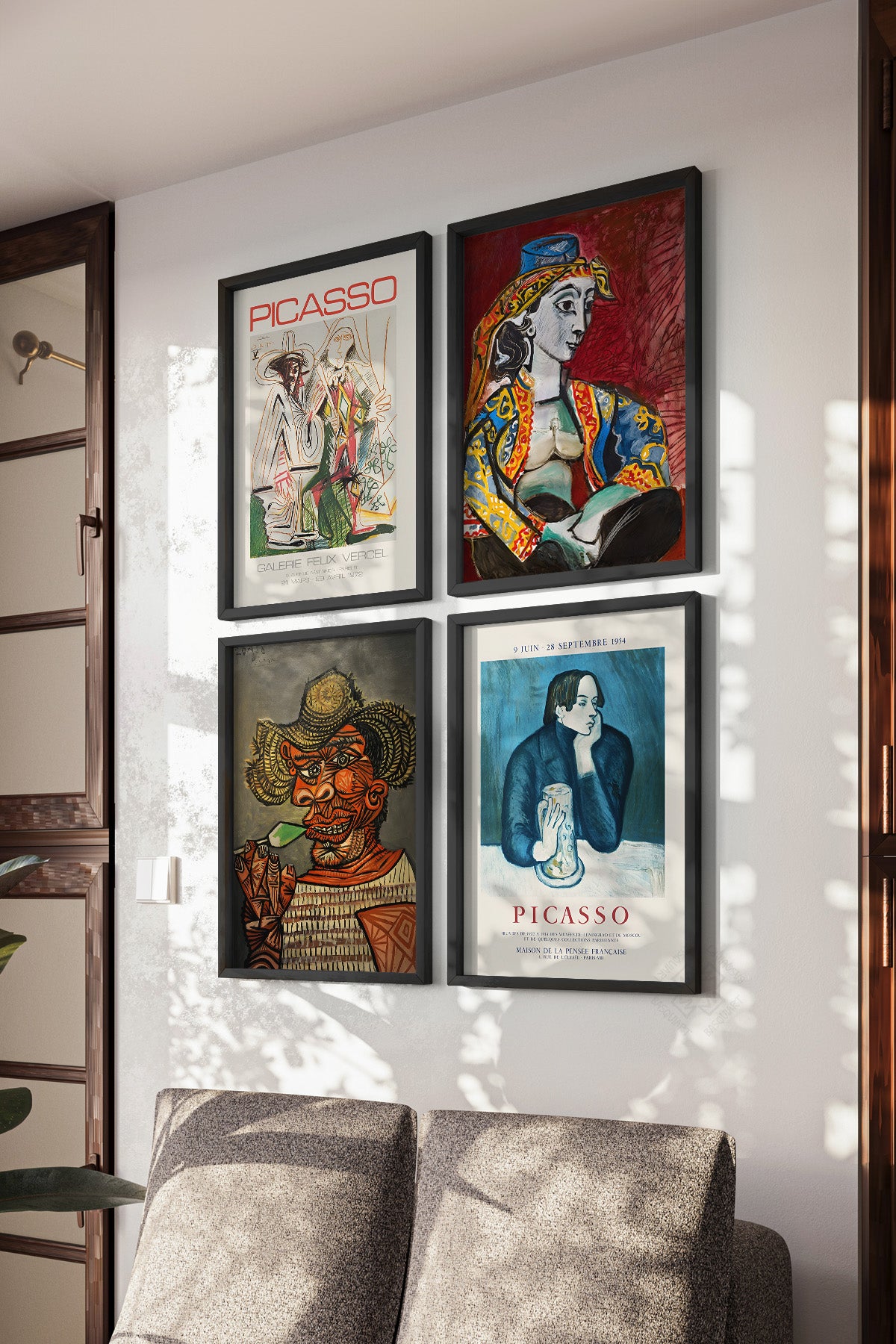 Picasso Sanatsal 4'lü Siyah Çerçeveli Poster, Tablo Seti No:37