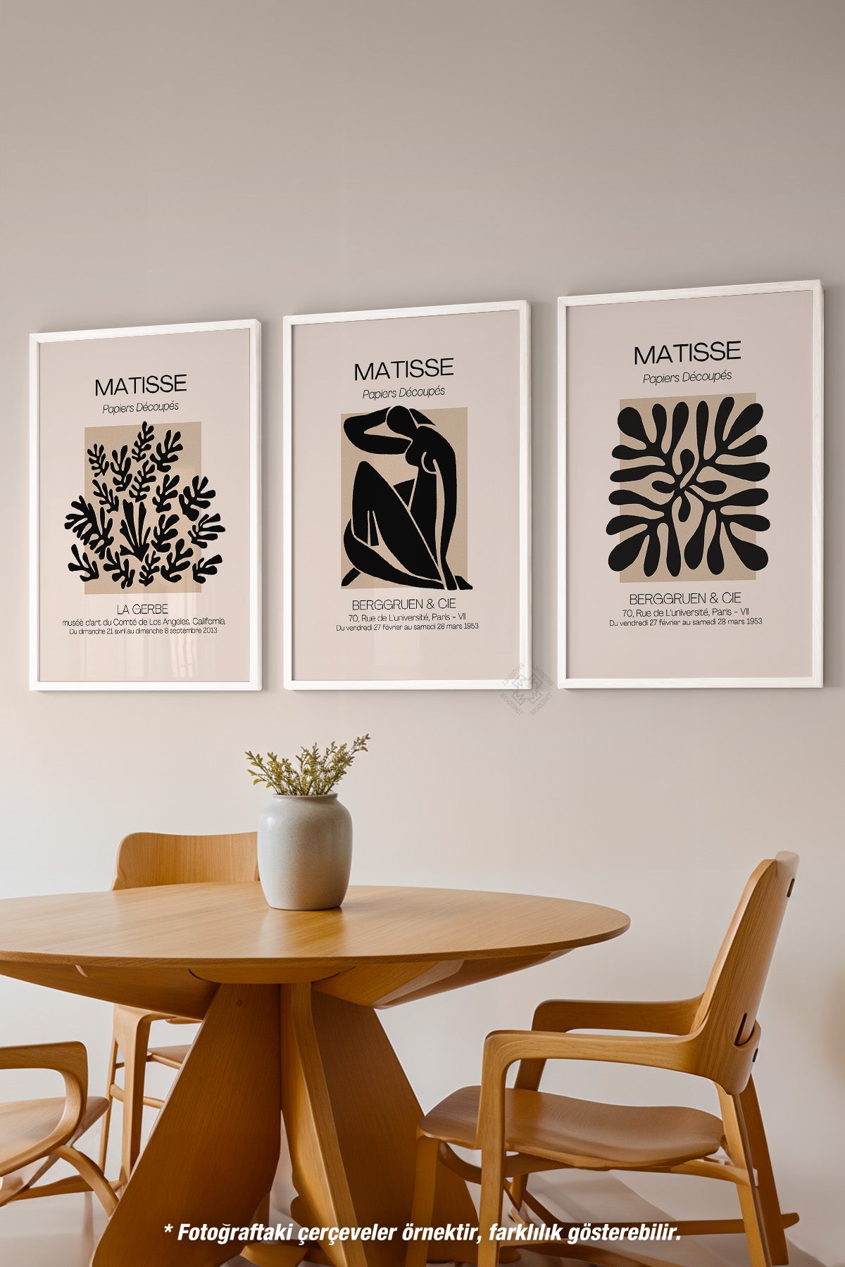 Bohem Matisse 3'lü Beyaz Çerçeveli Poster, Tablo Seti No:34