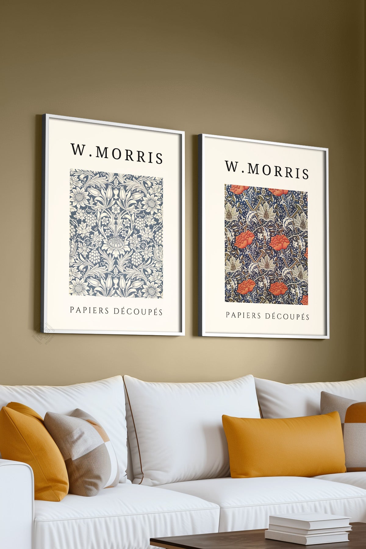 W Morris 2'li Beyaz Çerçeveli Poster, Tablo Seti No:15