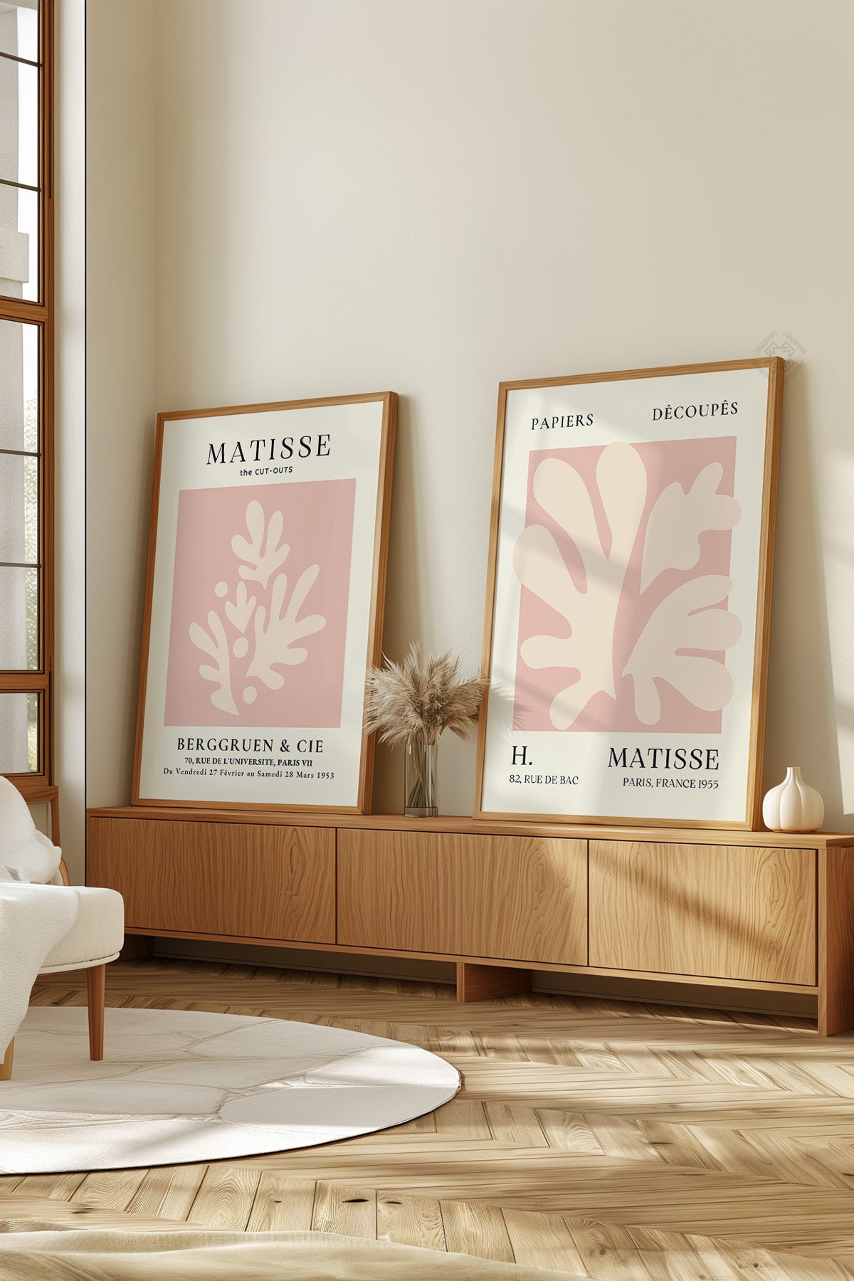 Pembe Matisse 2'li Ahşap Çerçeveli Poster, Tablo Seti No:28
