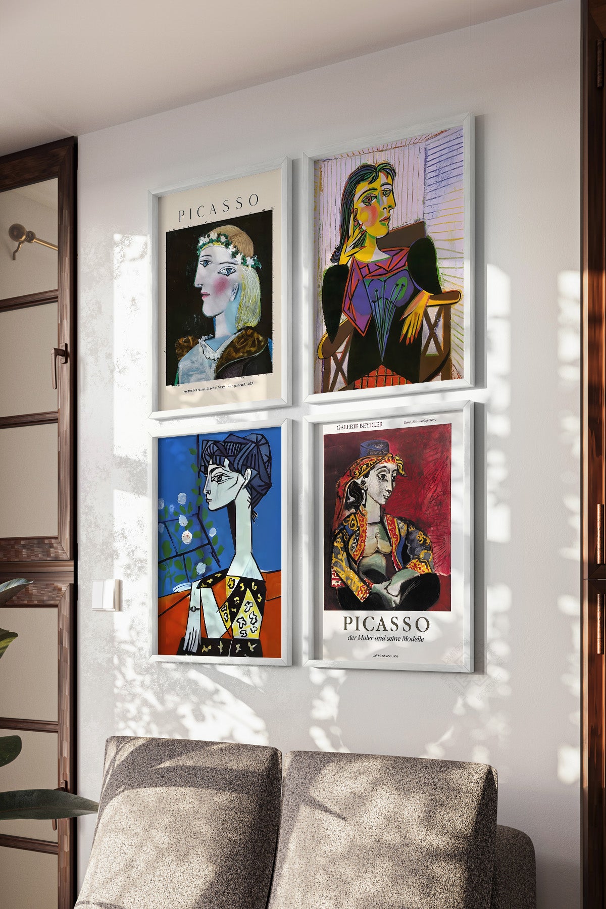 Picasso Sanatsal 4'lü Beyaz Çerçeveli Poster, Tablo Seti No:39