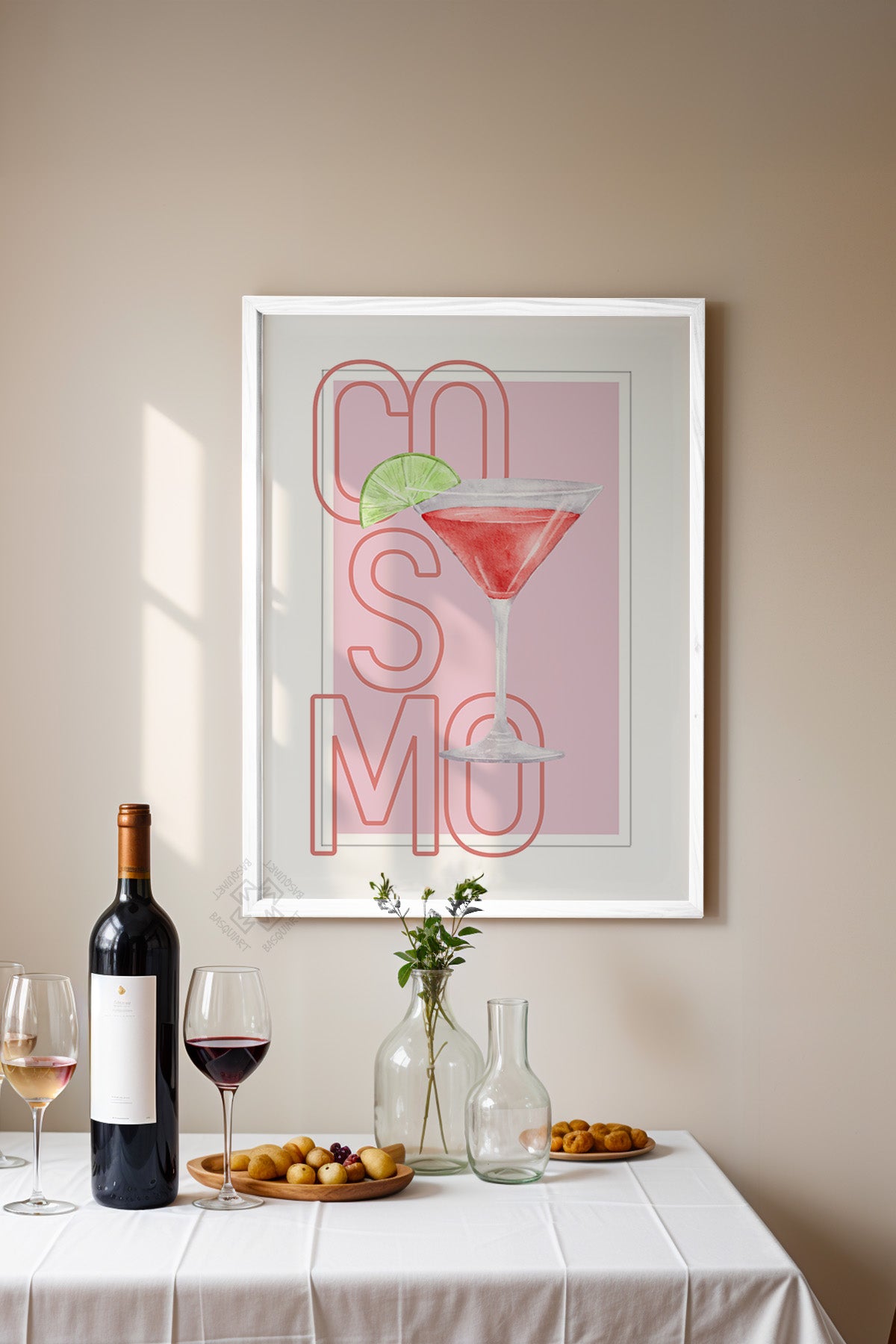 Kokteyl Serisi Beyaz Çerçeveli Poster, Tablo, Cafe, Restoran, Mutfak Duvar Dekoru No:46