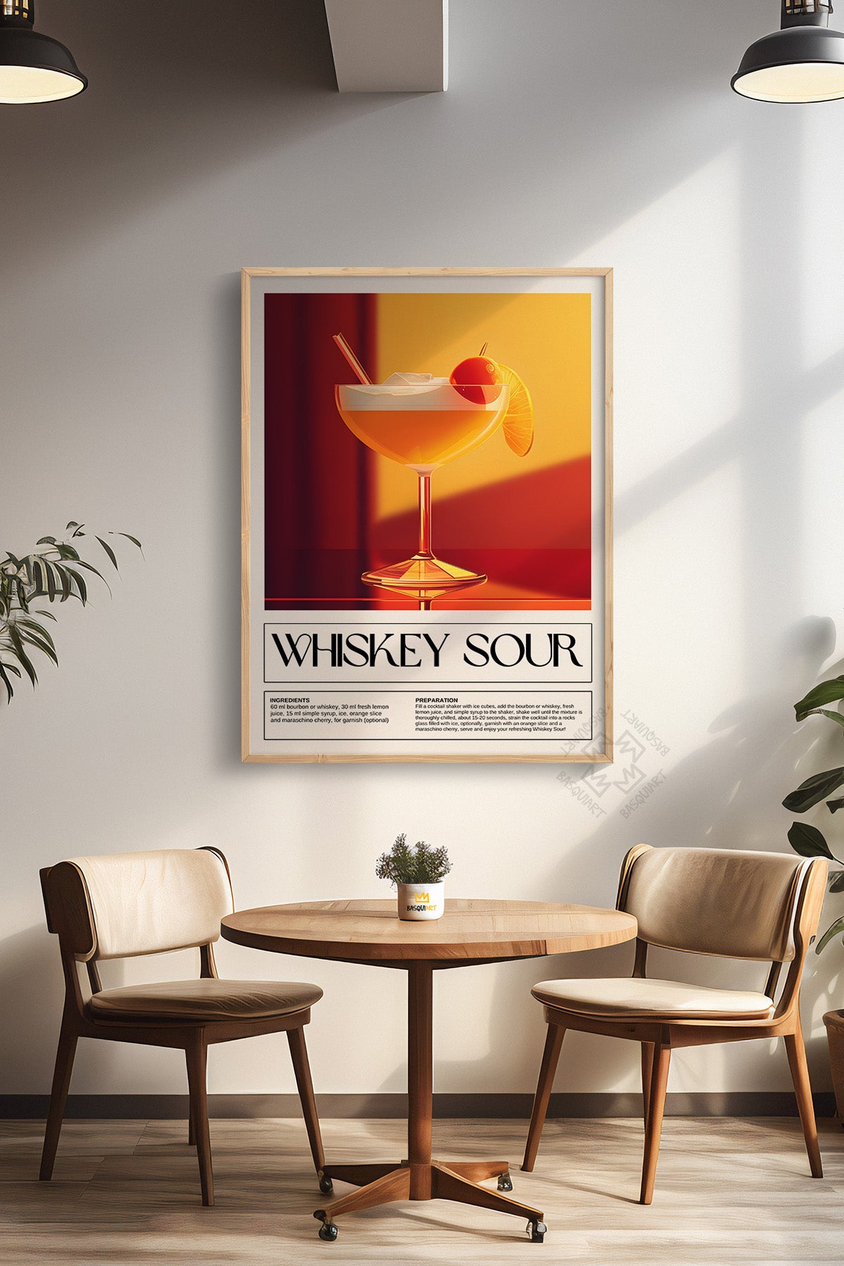 Kokteyl Serisi Ahşap Çerçeveli Poster, Tablo, Cafe, Restoran, Mutfak Duvar Dekoru No:10
