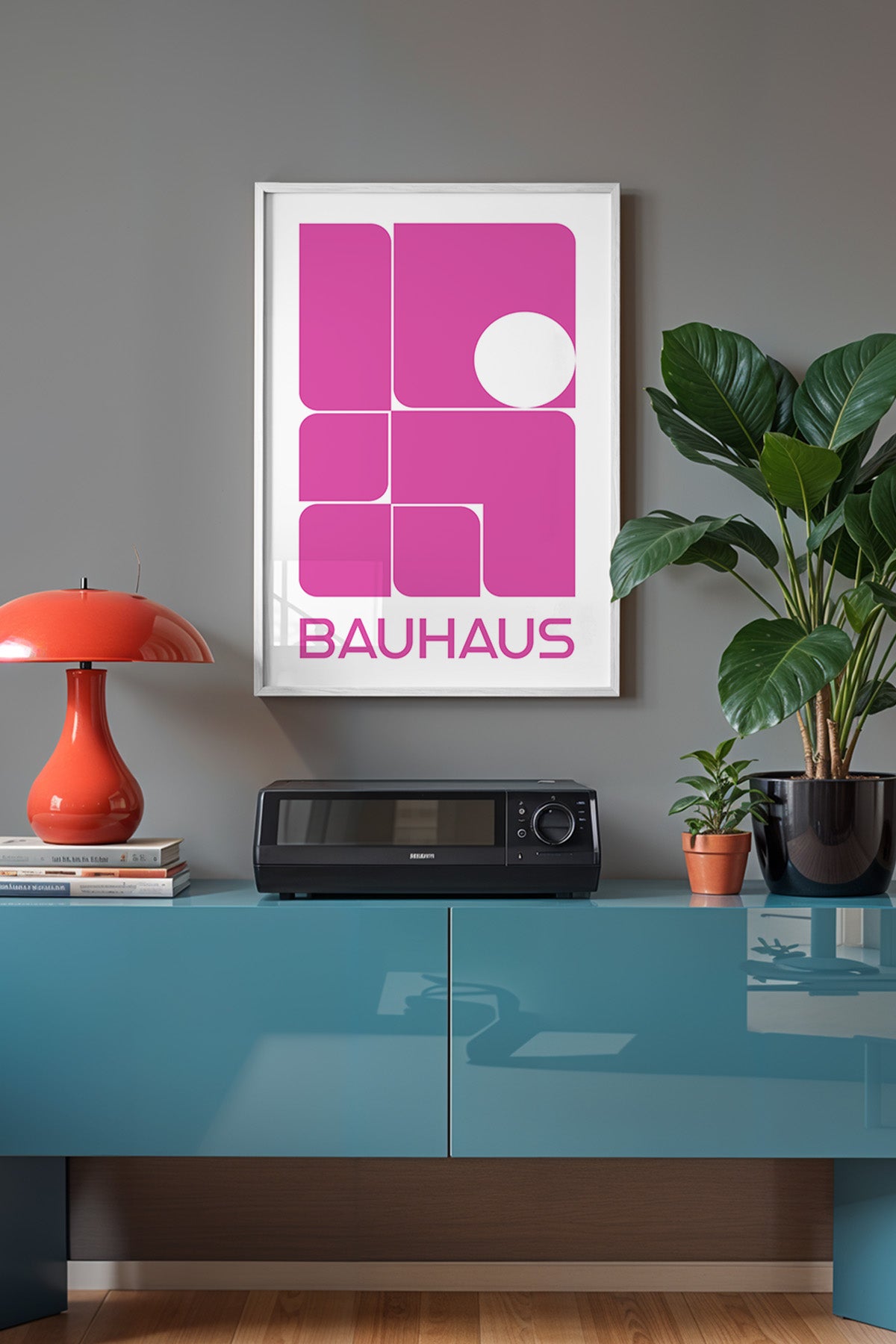 Bauhaus Serisi Beyaz Çerçeveli Poster, Tablo No:83