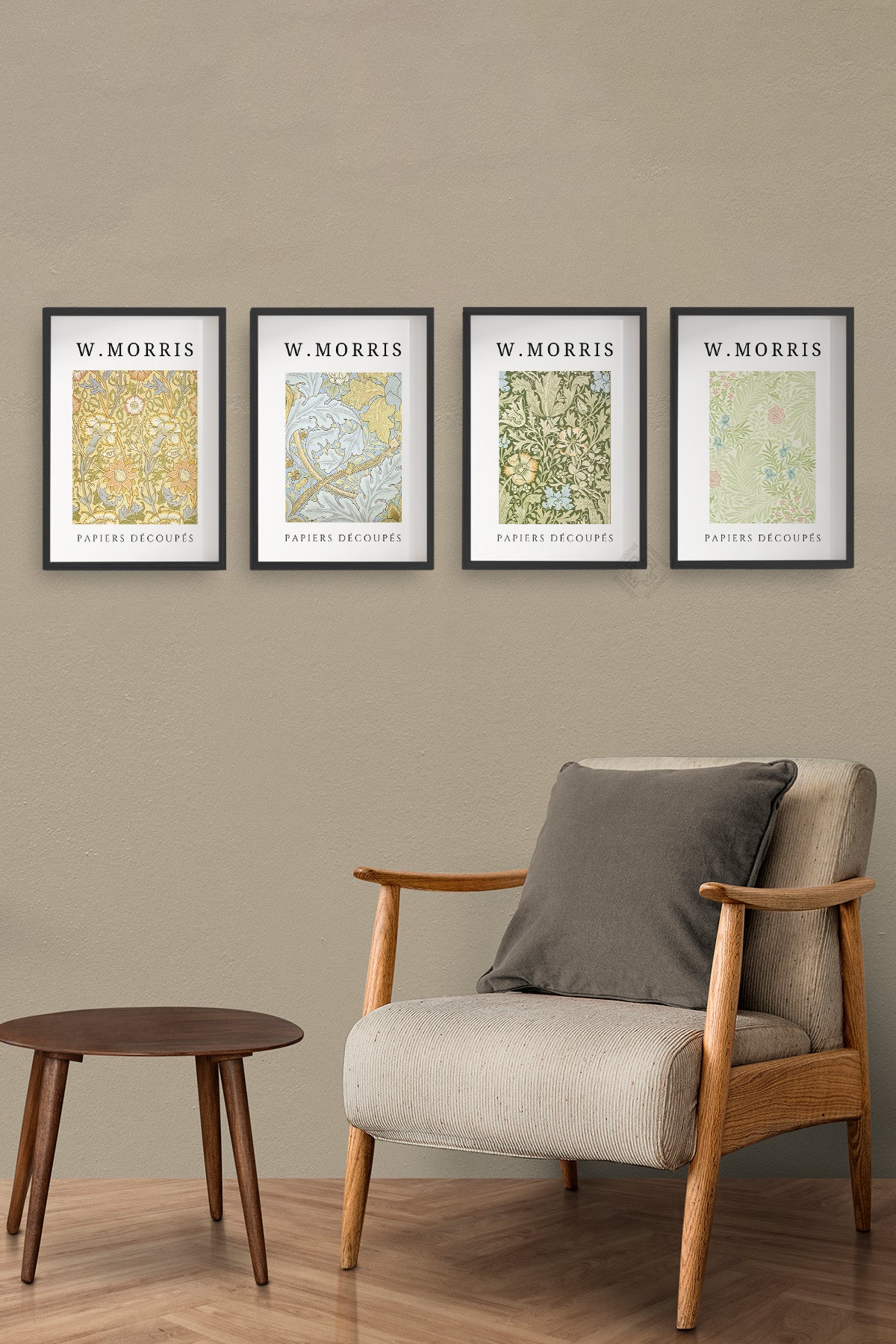 William Morris 4'lü Siyah Çerçeveli Poster, Tablo Seti No:41