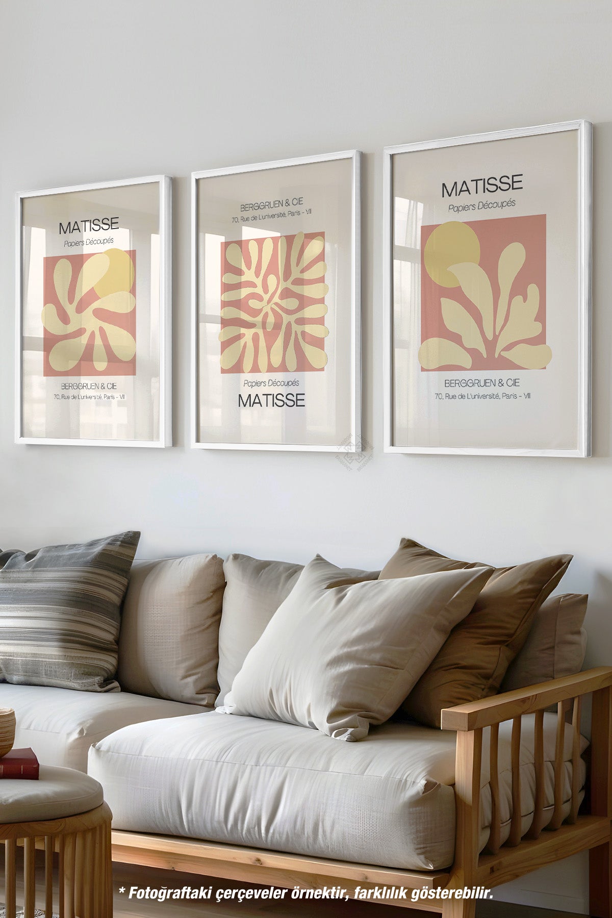 Dekoratif Matisse 3'lü Beyaz Çerçeveli Poster, Tablo Seti No:36
