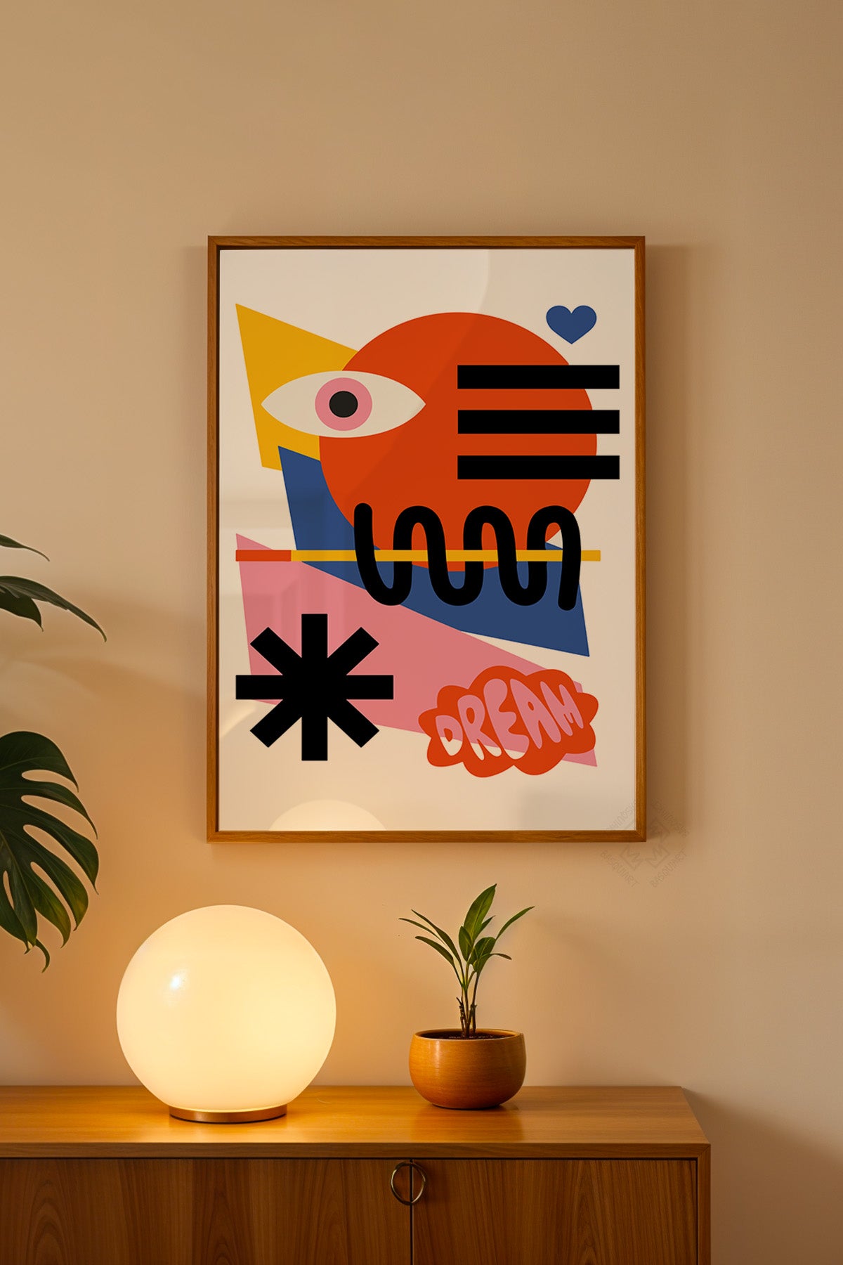 Bauhaus Serisi Ahşap Çerçeveli Poster, Tablo No:7