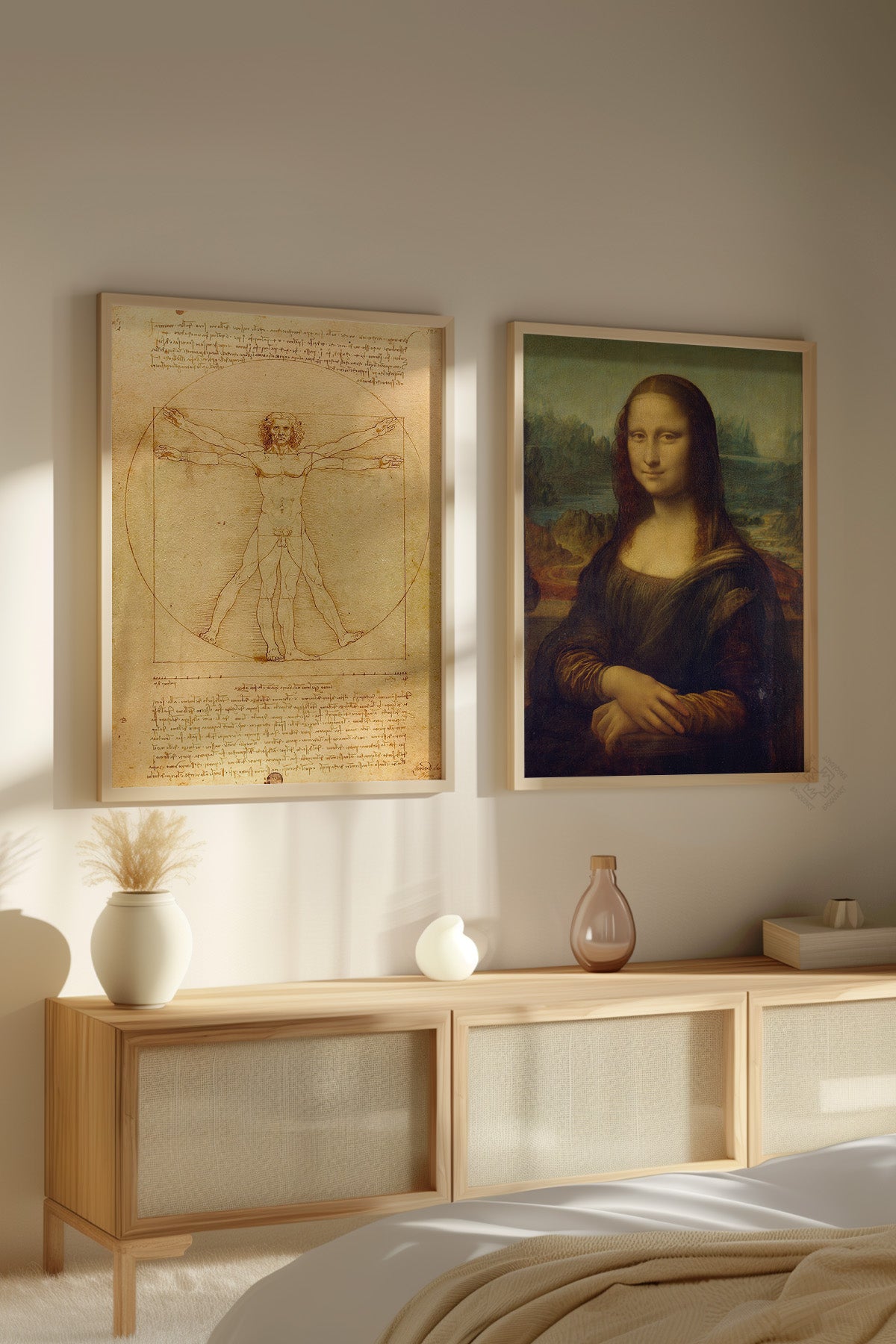 Leonardo da Vinci 2'li Ahşap Çerçeveli Poster, Tablo Seti No:34