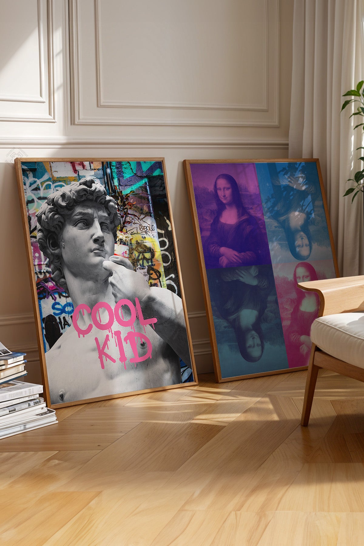 Modern Sanat 2'li Ahşap Çerçeveli Poster, Tablo Seti No:35