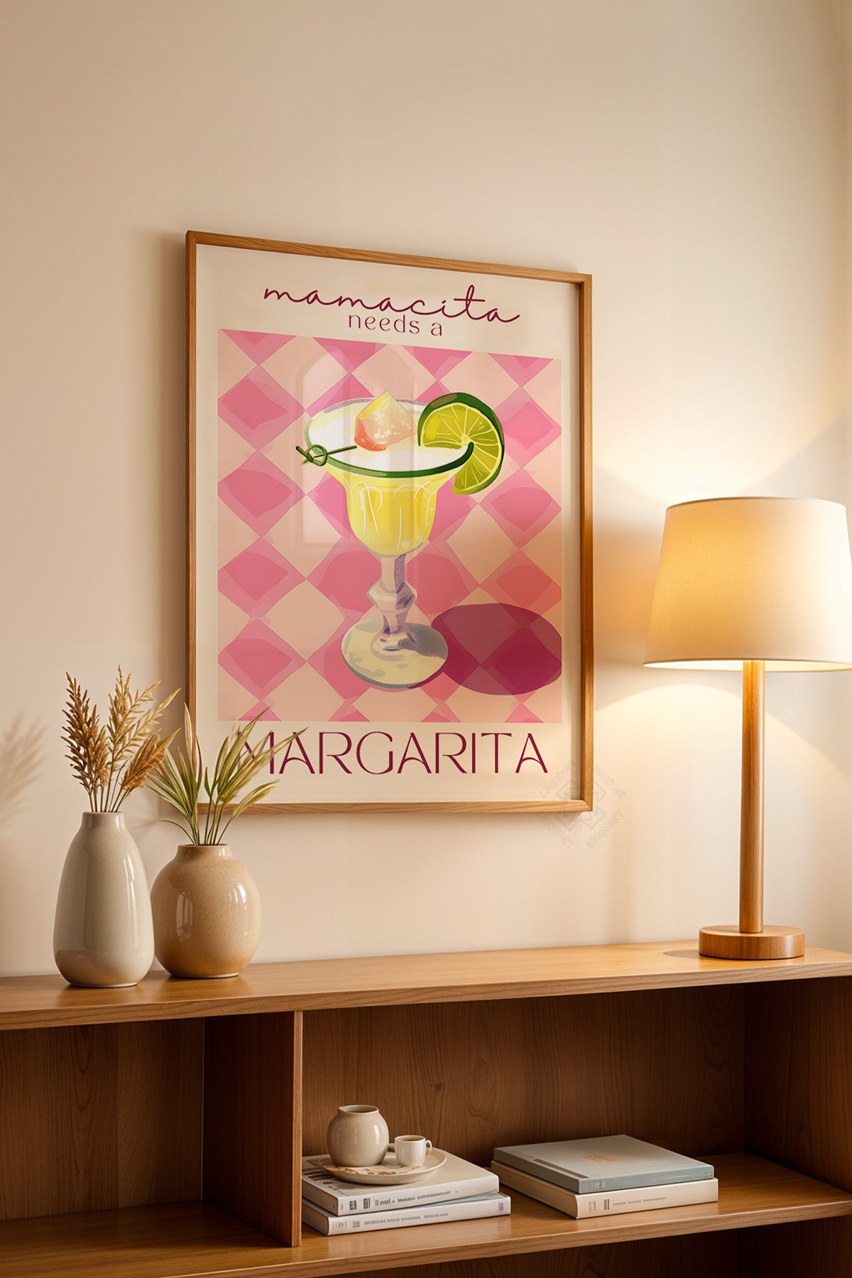 Kokteyl Serisi Ahşap Çerçeveli Poster, Tablo, Cafe, Restoran, Mutfak Duvar Dekoru No:48